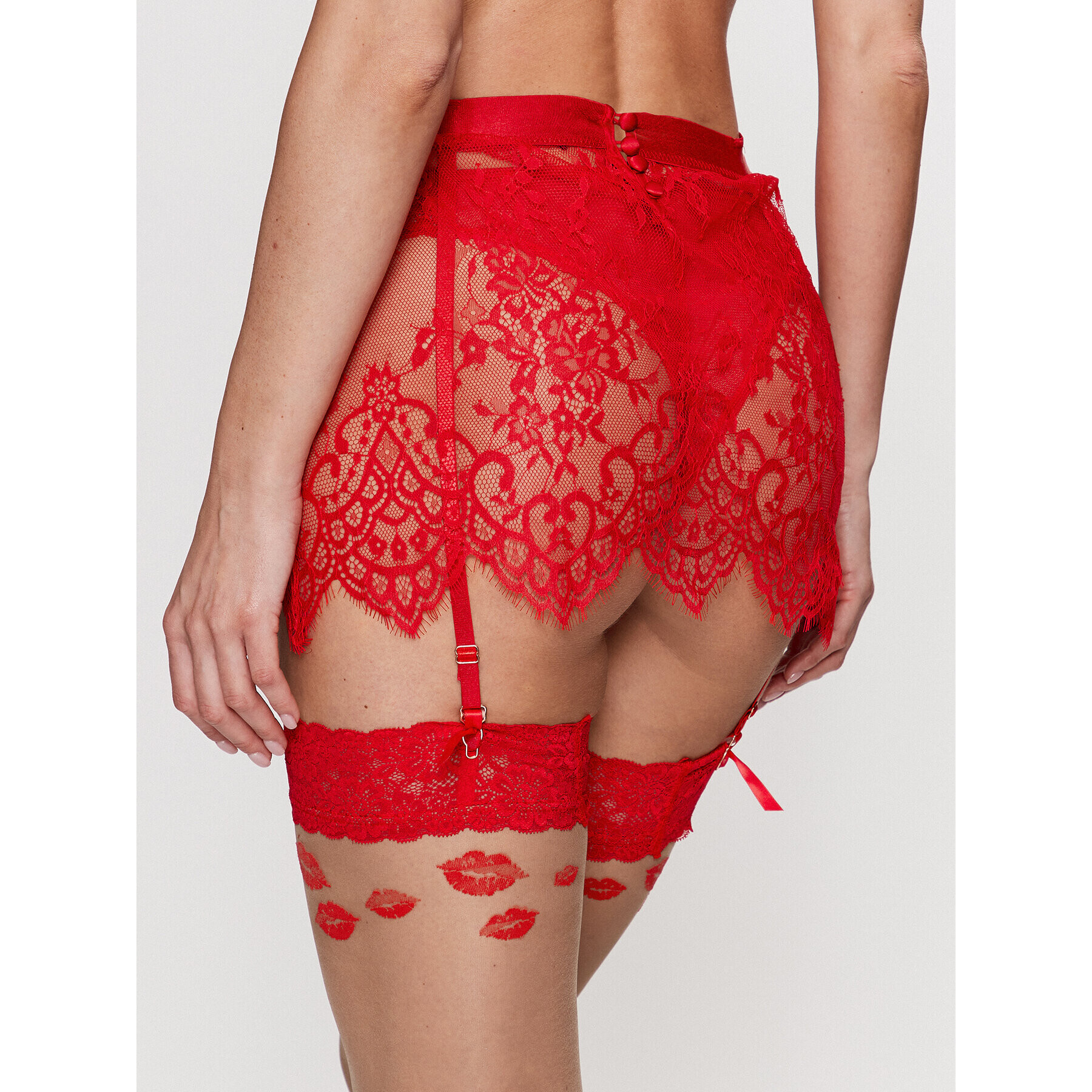 Hunkemöller Pas za samostoječe nogavice Lace Garter 200340 Rdeča - Pepit.si