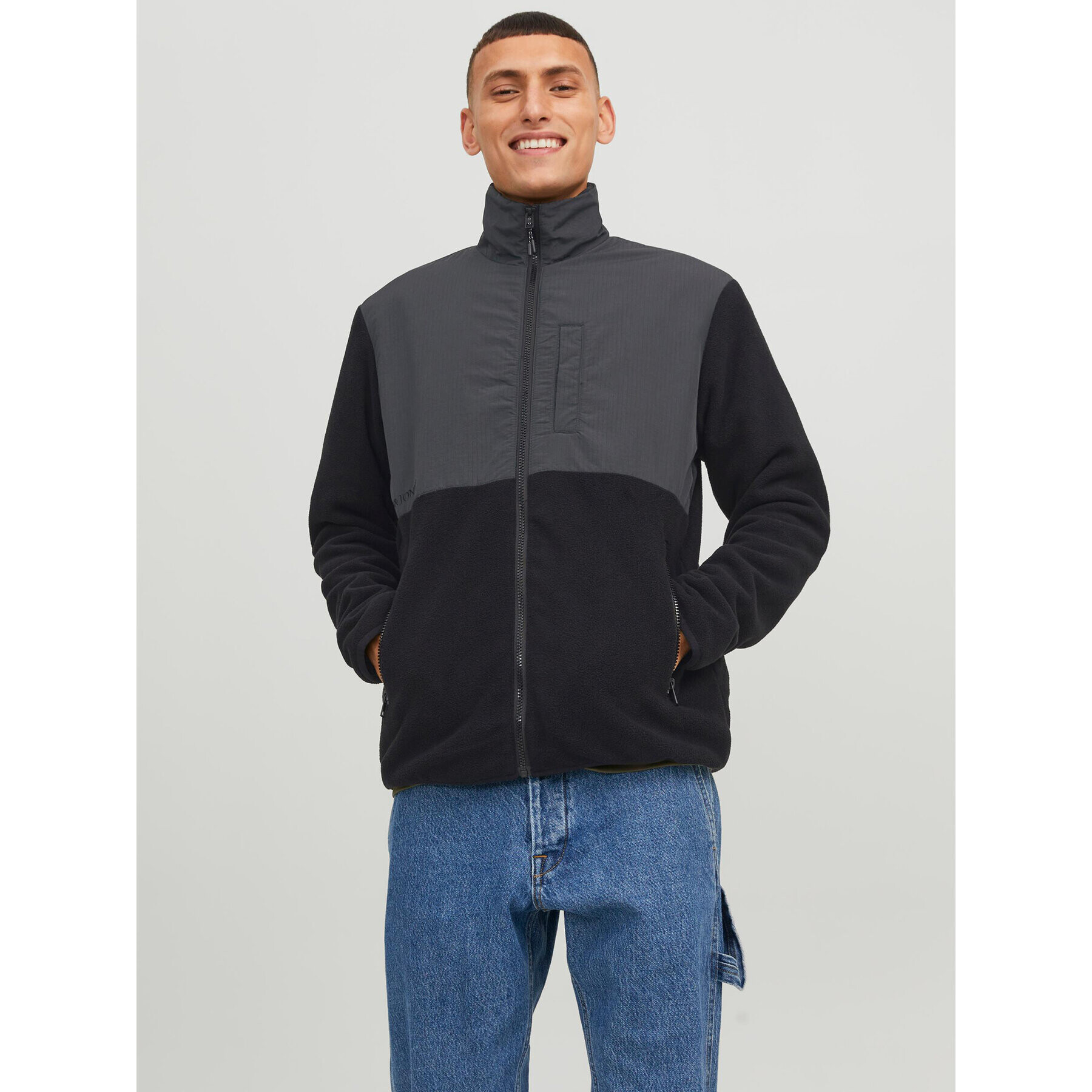 Jack&Jones Flis Marvin 12235864 Črna Regular Fit - Pepit.si