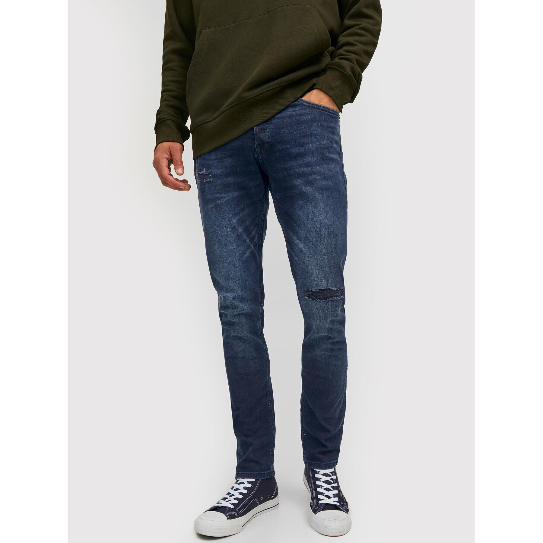 Jack&Jones Jeans hlače Glenn 12212775 Mornarsko modra Slim Fit - Pepit.si