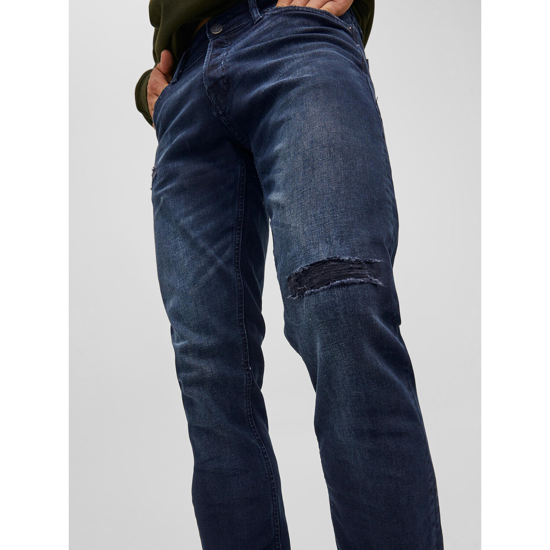 Jack&Jones Jeans hlače Glenn 12212775 Mornarsko modra Slim Fit - Pepit.si