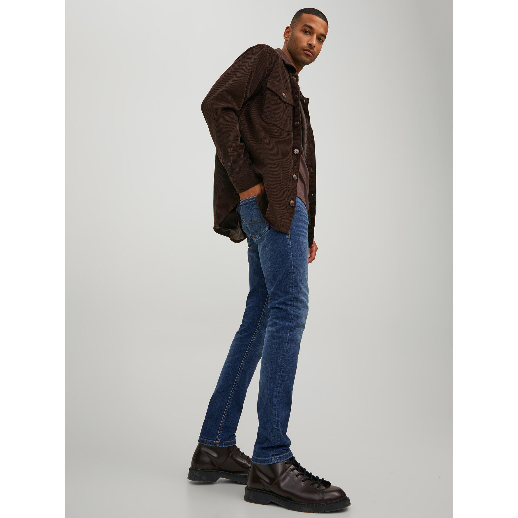 Jack&Jones Jeans hlače Glenn 12223477 Mornarsko modra Slim Fit - Pepit.si