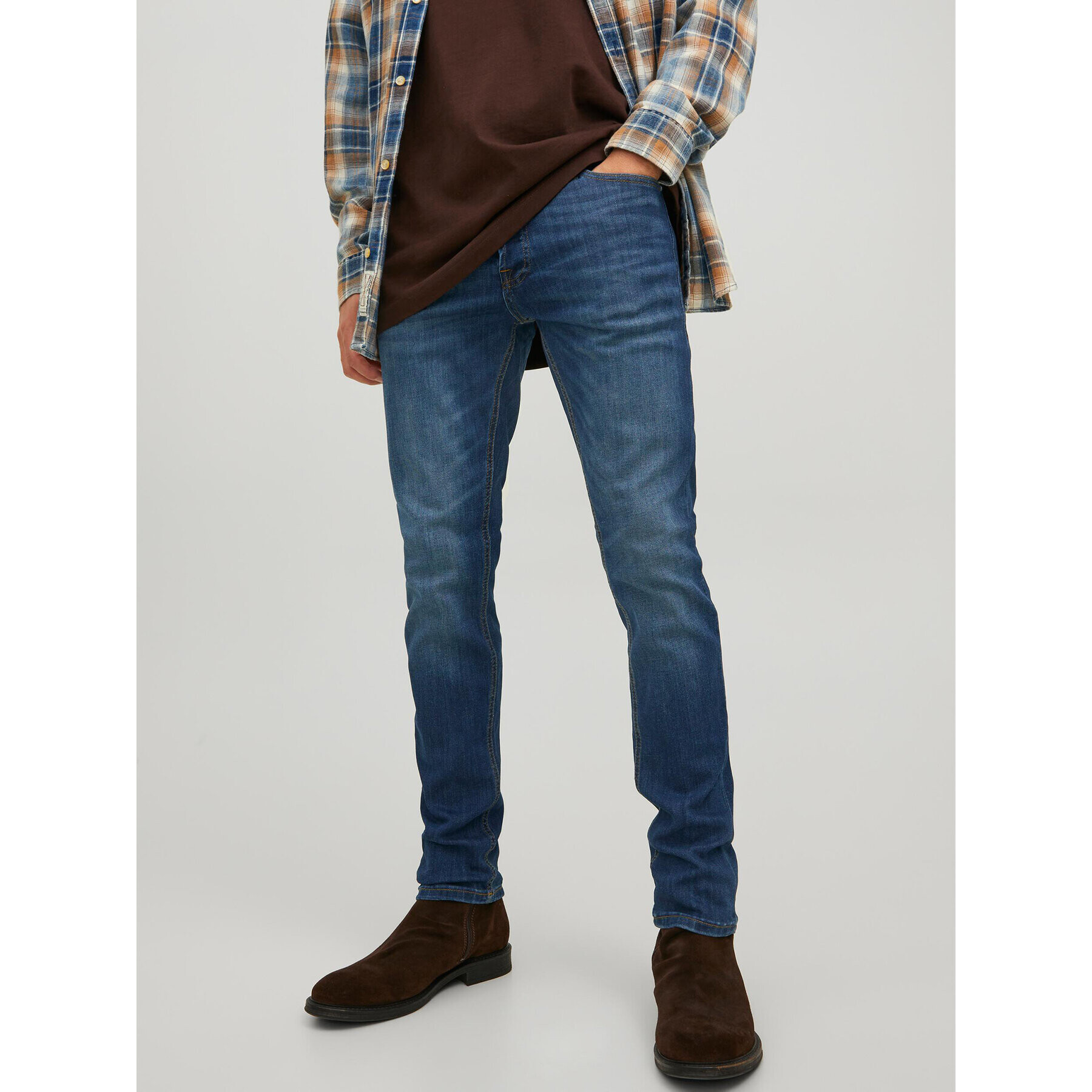 Jack&Jones Jeans hlače Glenn 12224987 Mornarsko modra Slim Fit - Pepit.si