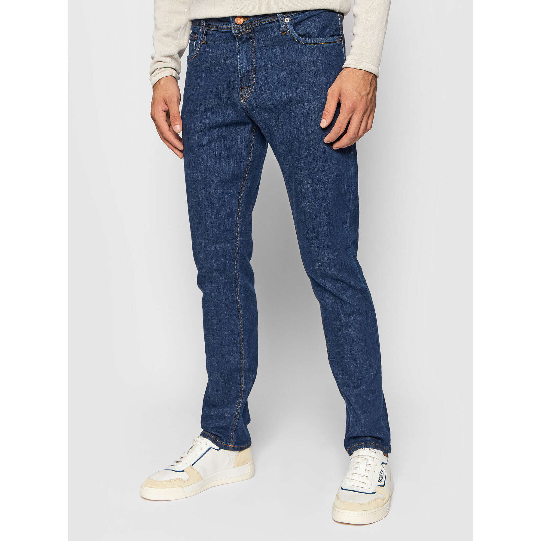 Jack&Jones Jeans hlače Glenn Felix 12185858 Mornarsko modra Slim Fit - Pepit.si