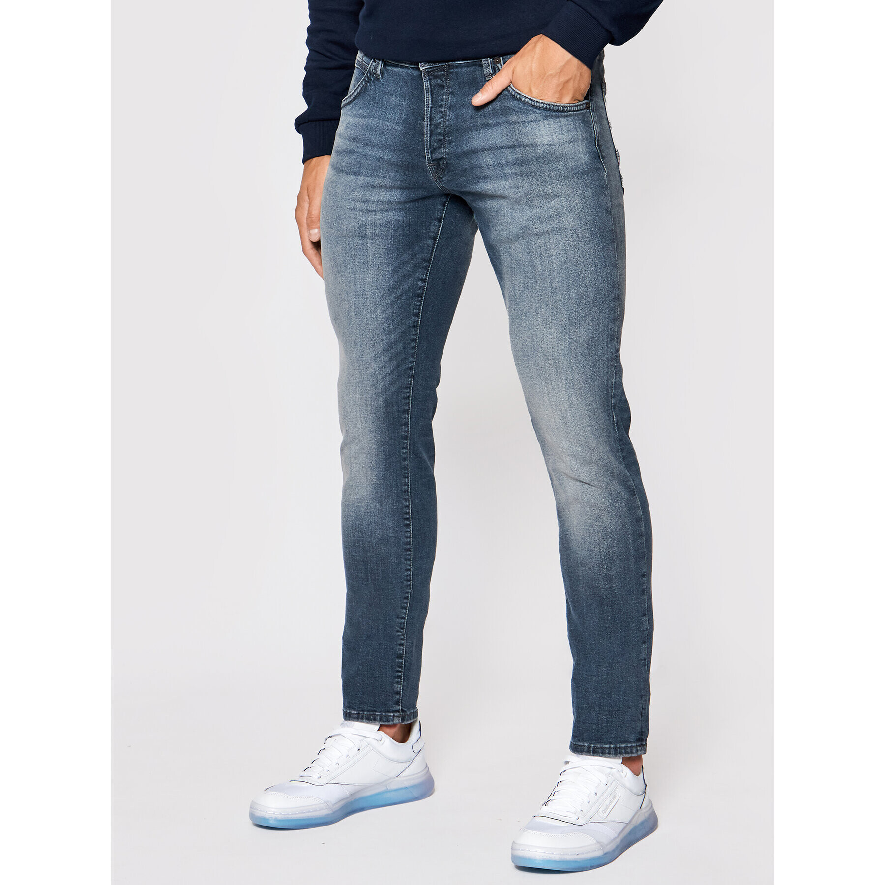 Jack&Jones Jeans hlače Glenn Fox Agi 12190837 Mornarsko modra Slim Fit - Pepit.si