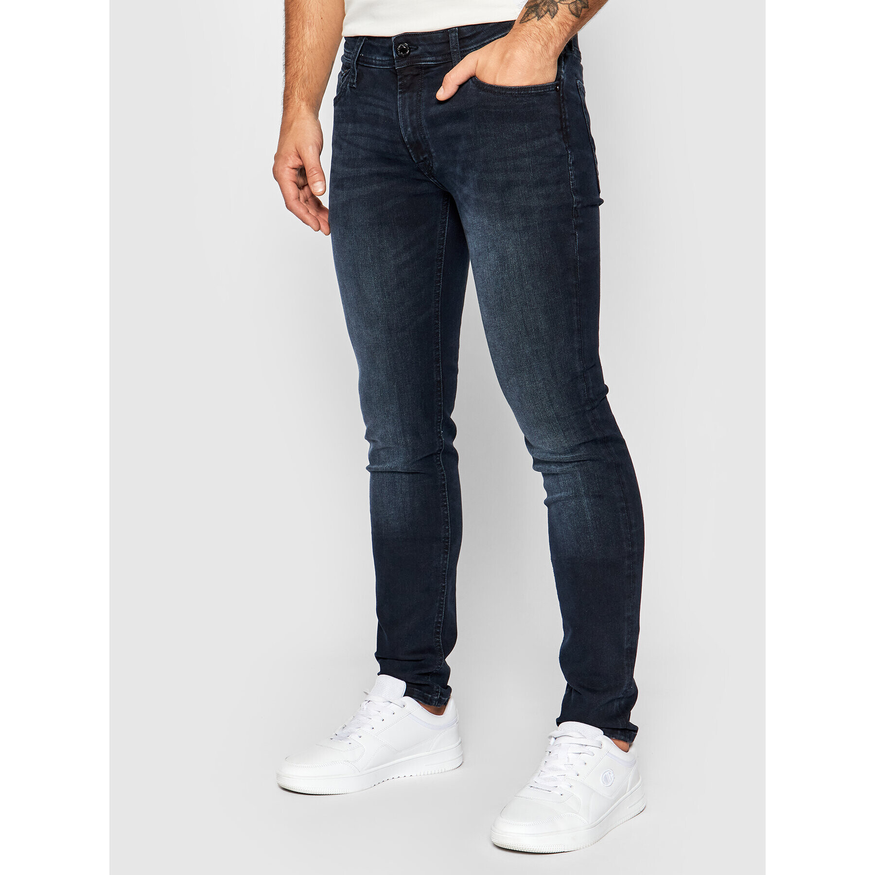 Jack&Jones Jeans hlače Liam Original Agi 12166852 Mornarsko modra Skinny Fit - Pepit.si