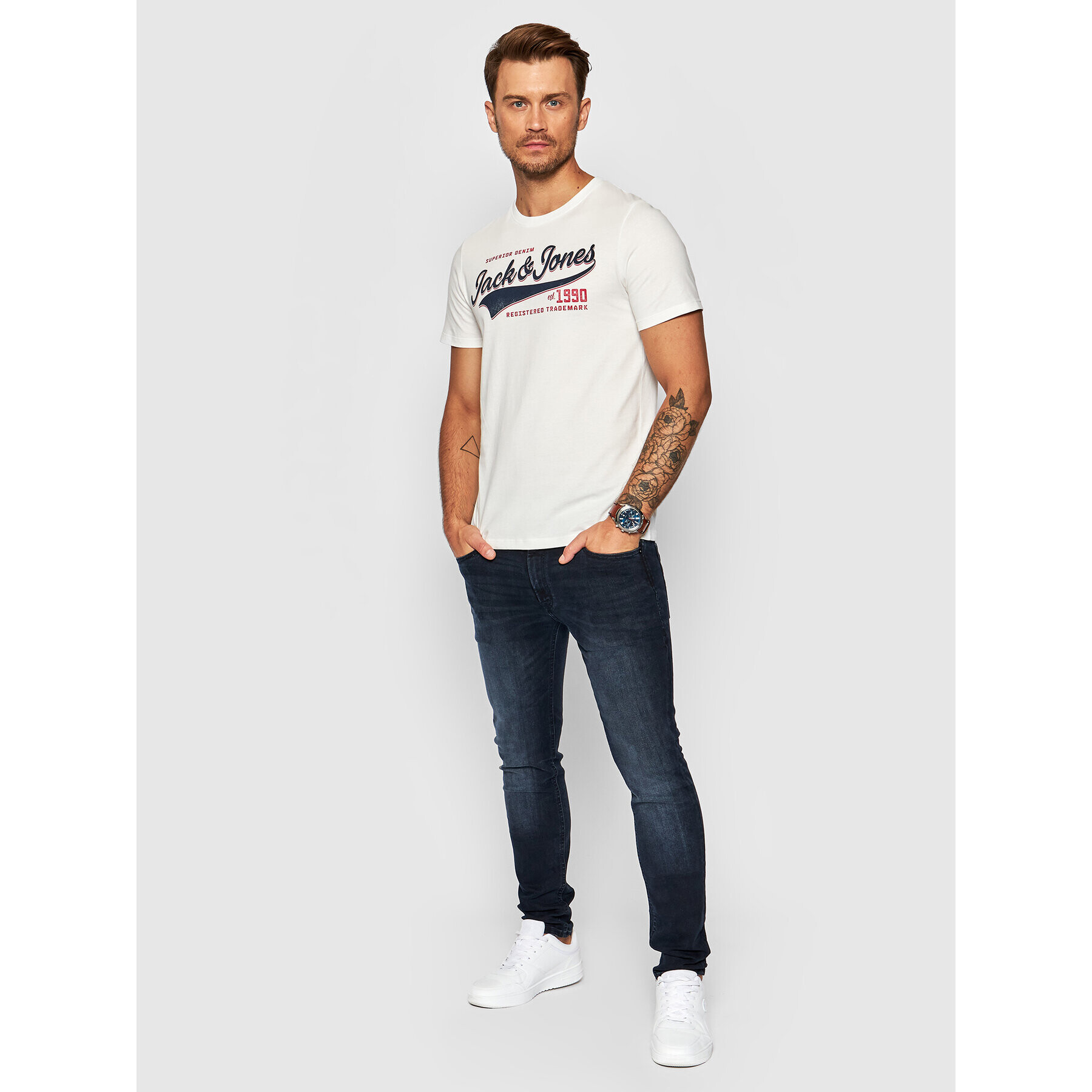 Jack&Jones Jeans hlače Liam Original Agi 12166852 Mornarsko modra Skinny Fit - Pepit.si