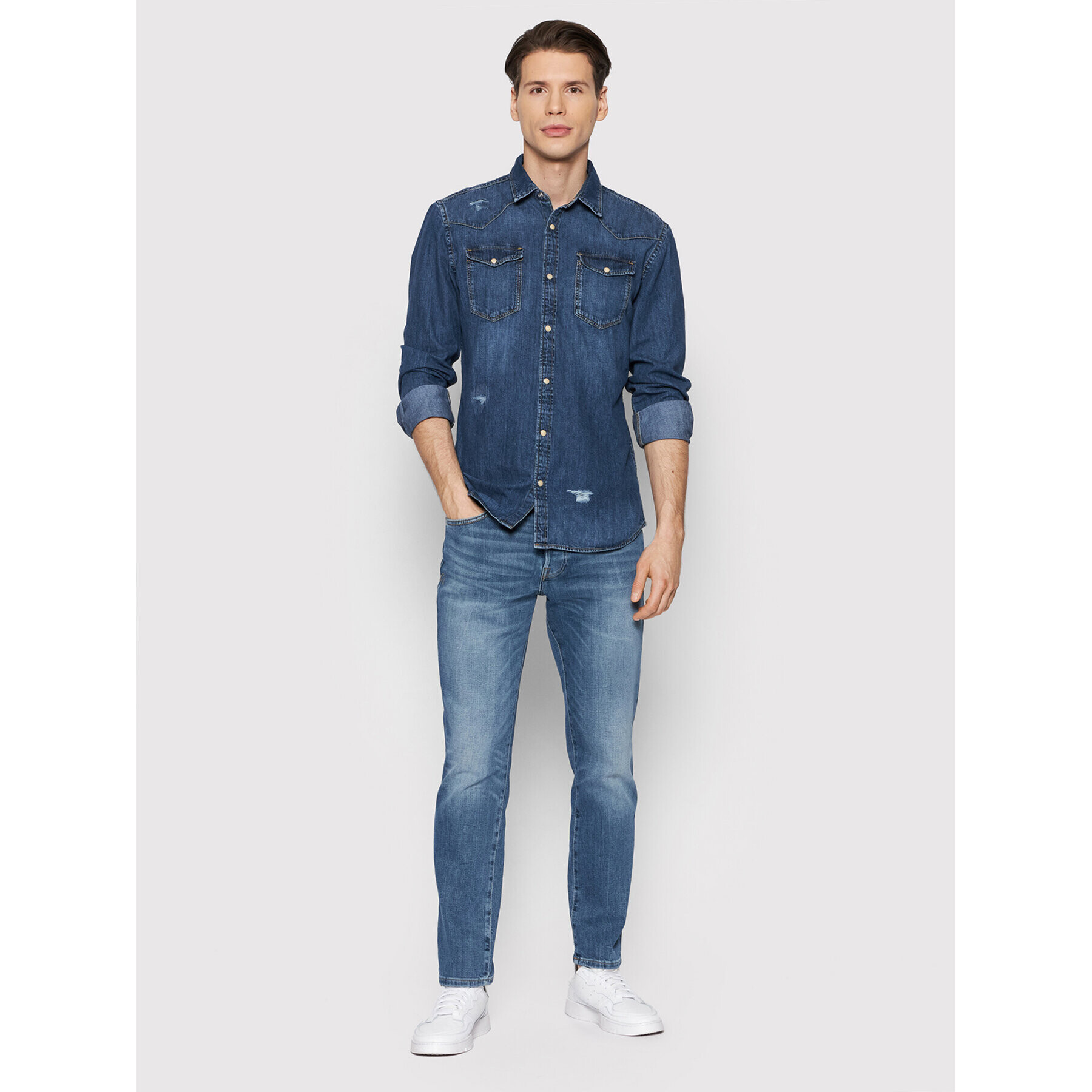 Jack&Jones Jeans hlače Tim Vintage 12185877 Modra Slim Fit - Pepit.si