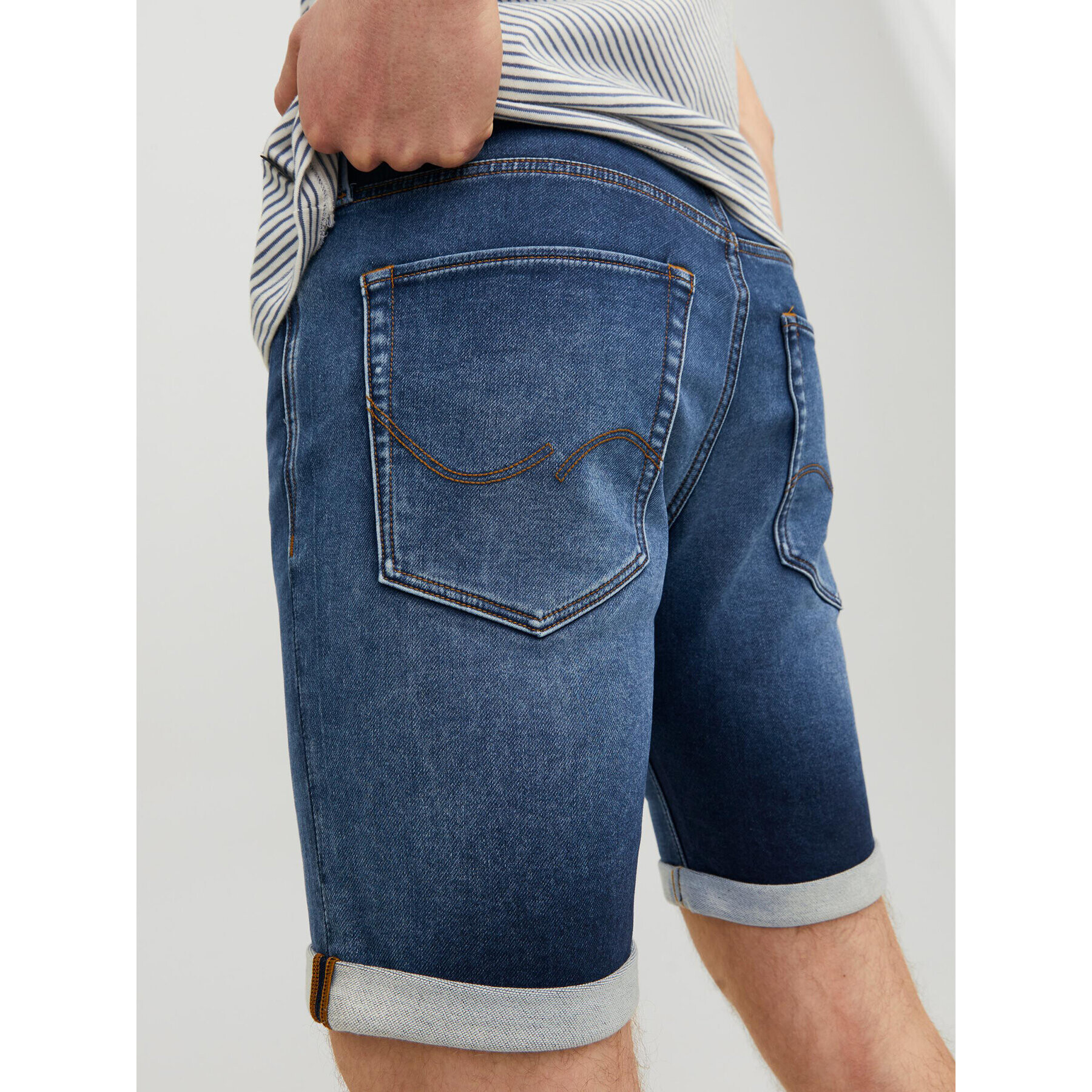 Jack&Jones Jeans kratke hlače Rick 12223677 Mornarsko modra Regular Fit - Pepit.si