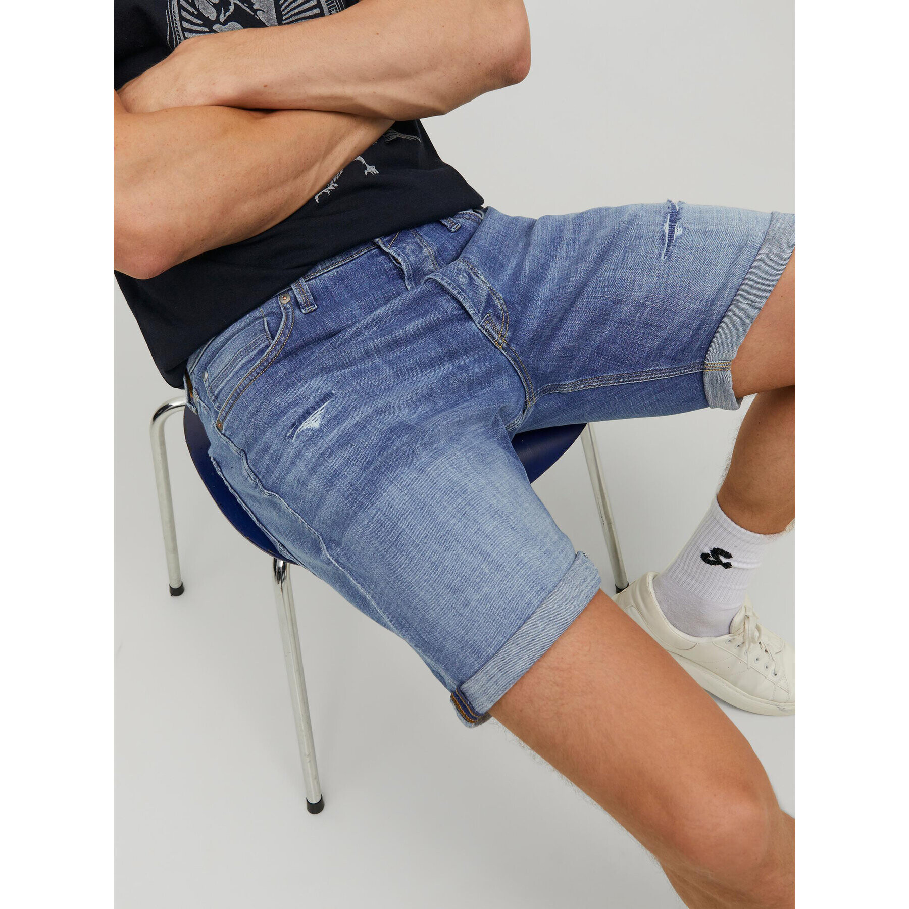 Jack&Jones Jeans kratke hlače Chris 12236195 Modra Relaxed Fit - Pepit.si