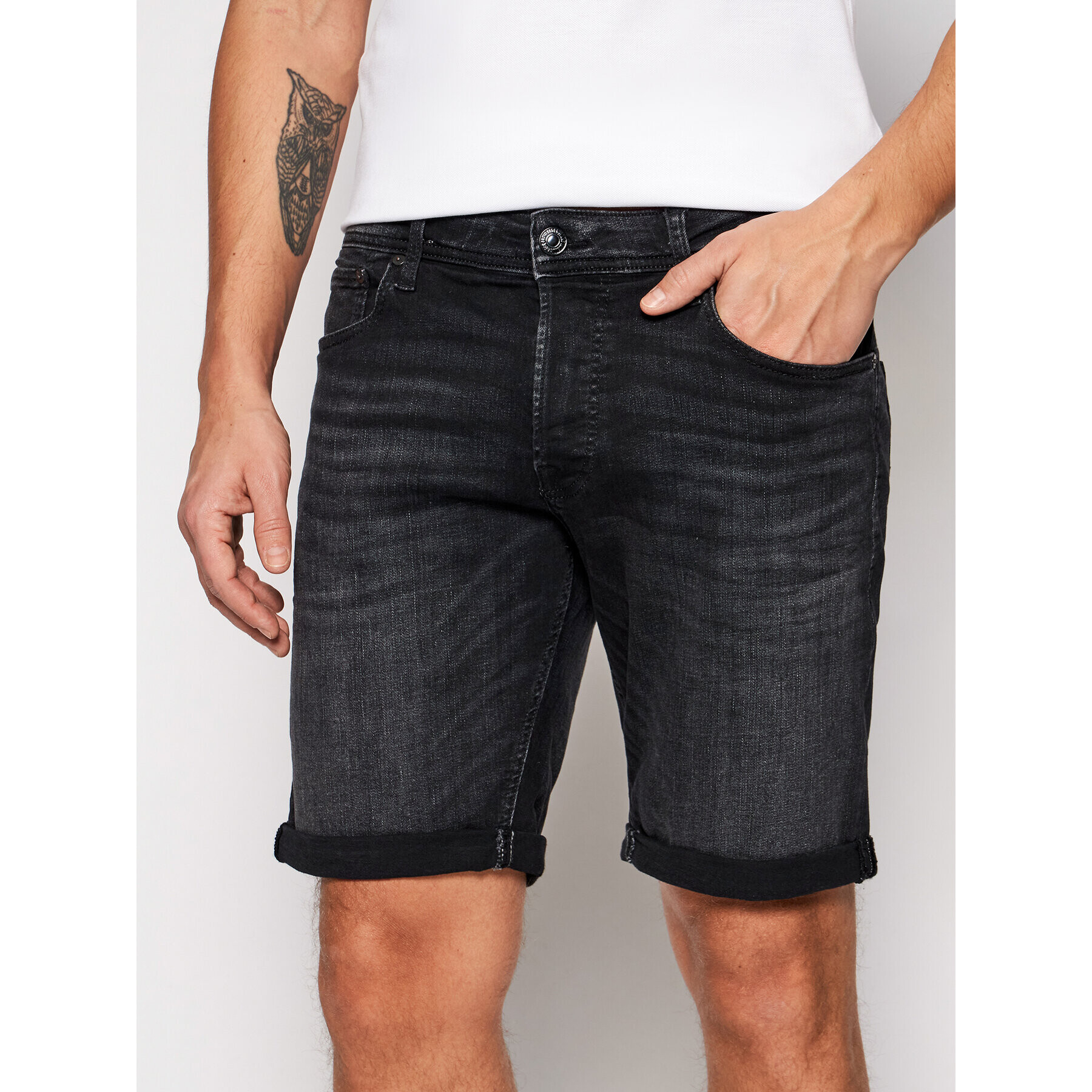 Jack&Jones Jeans kratke hlače Jjrick Jjorg 12170318 Črna Regular Fit - Pepit.si