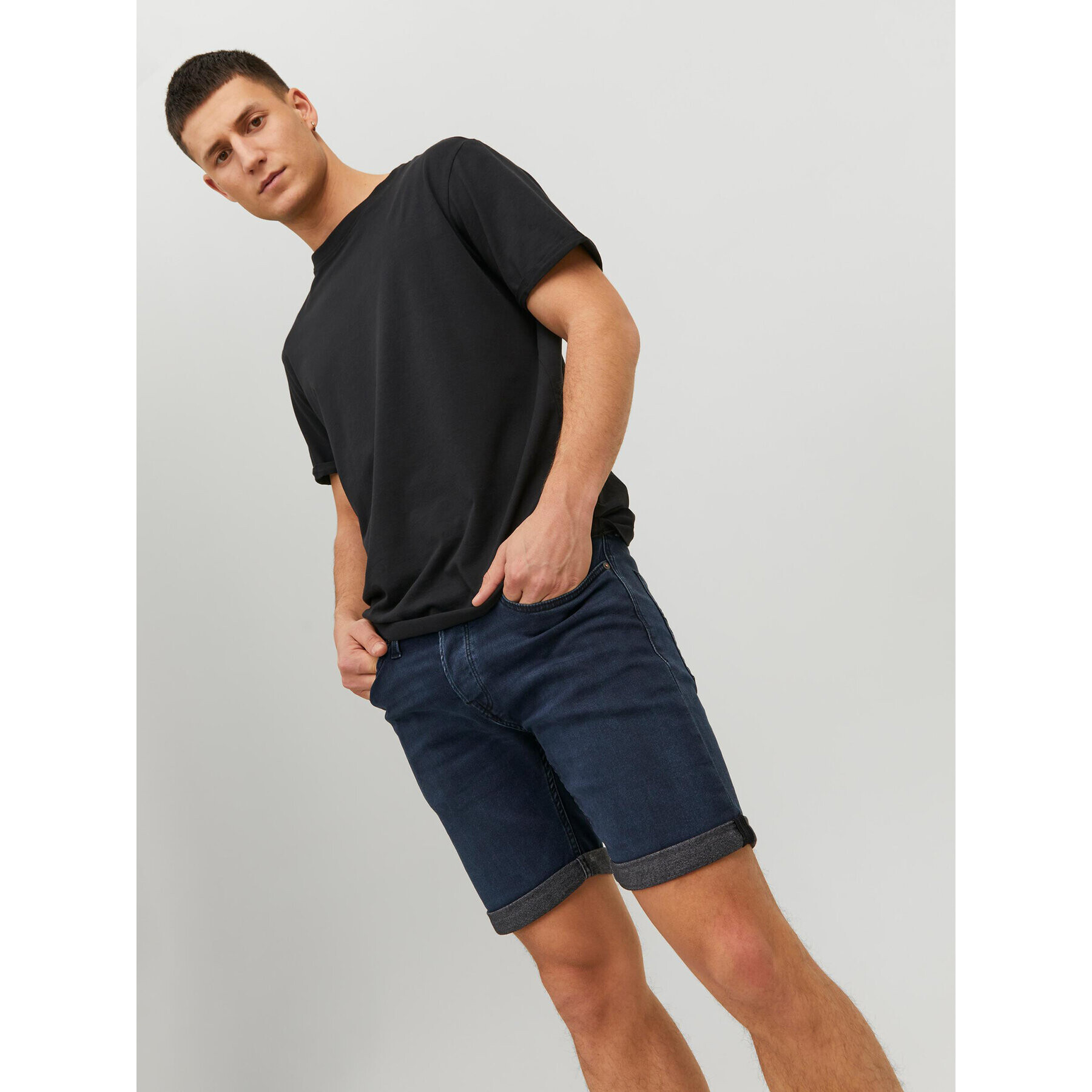 Jack&Jones Jeans kratke hlače Rick 12223678 Mornarsko modra Regular Fit - Pepit.si