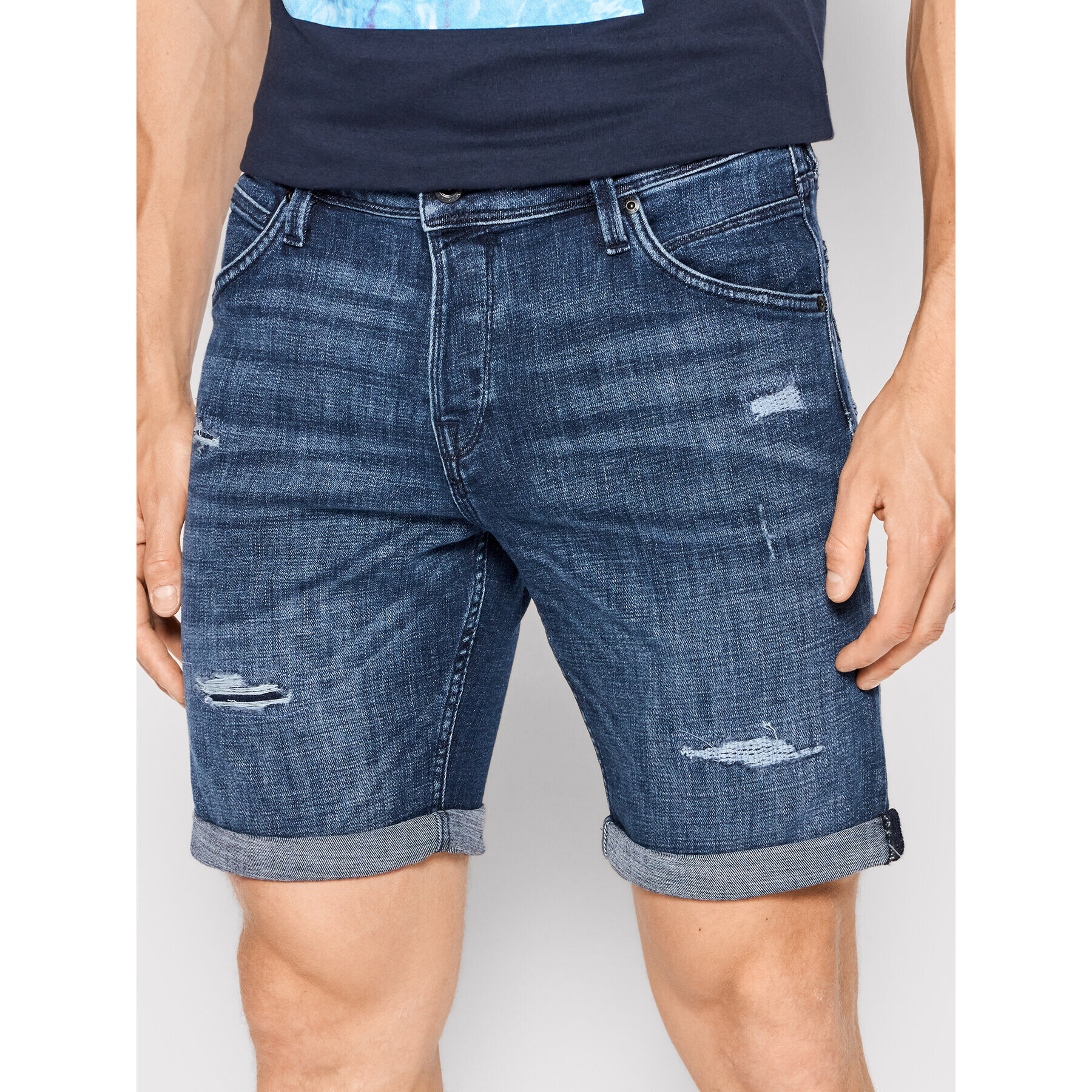 Jack&Jones Jeans kratke hlače Rick Fox 12201632 Mornarsko modra Regular Fit - Pepit.si