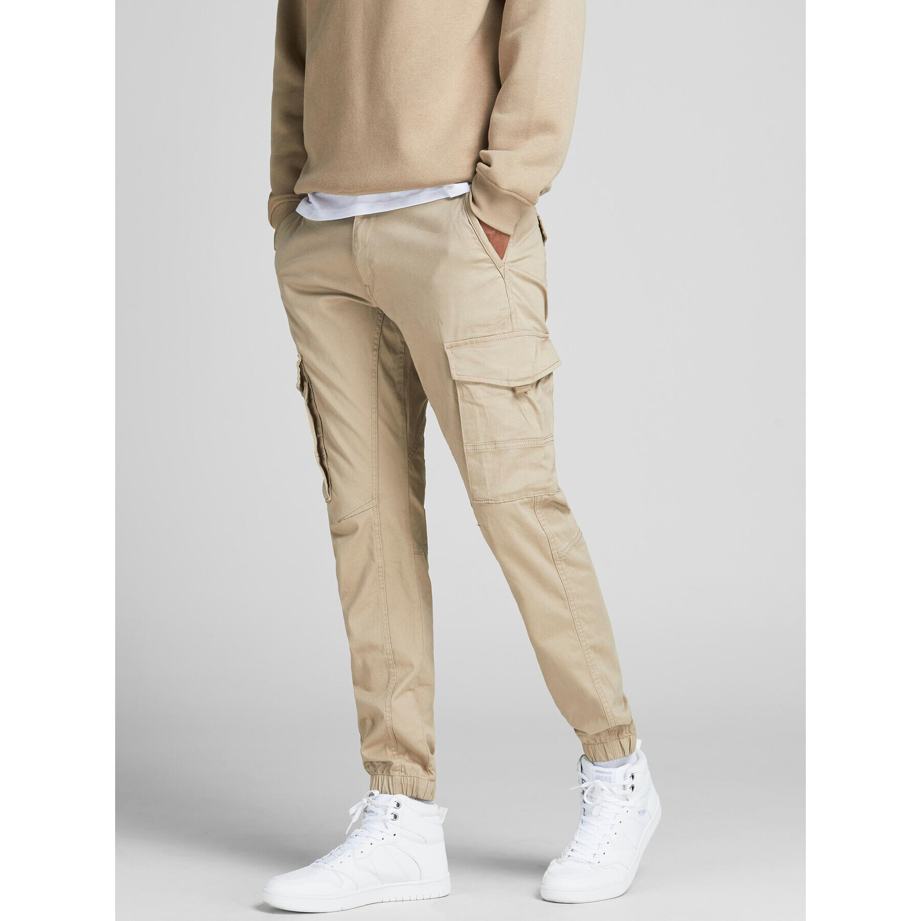 Jack&Jones Jogging hlače Paul 12193754 Bež Slim Fit - Pepit.si