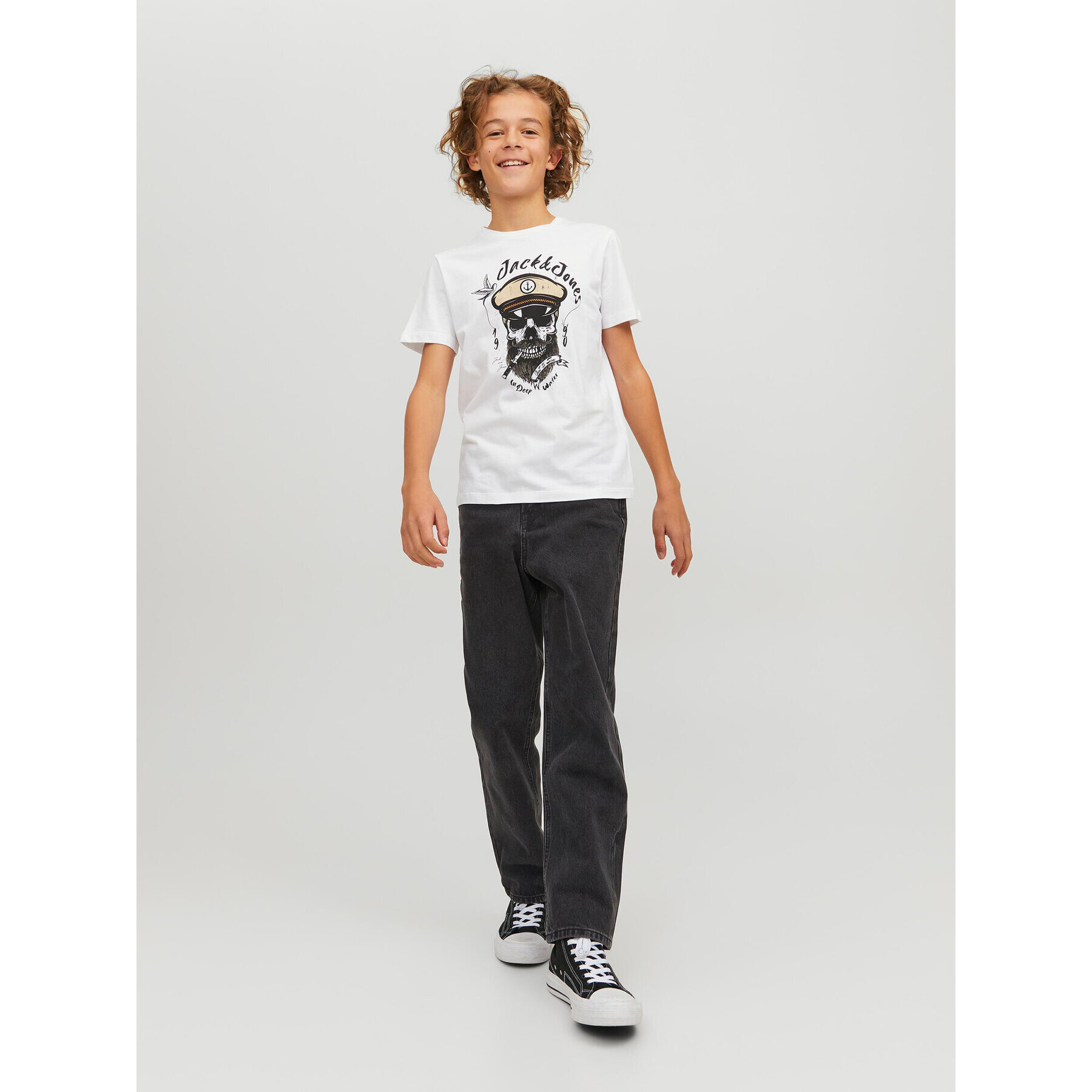 Jack&Jones Junior Jeans hlače 12217782 Črna Relaxed Fit - Pepit.si