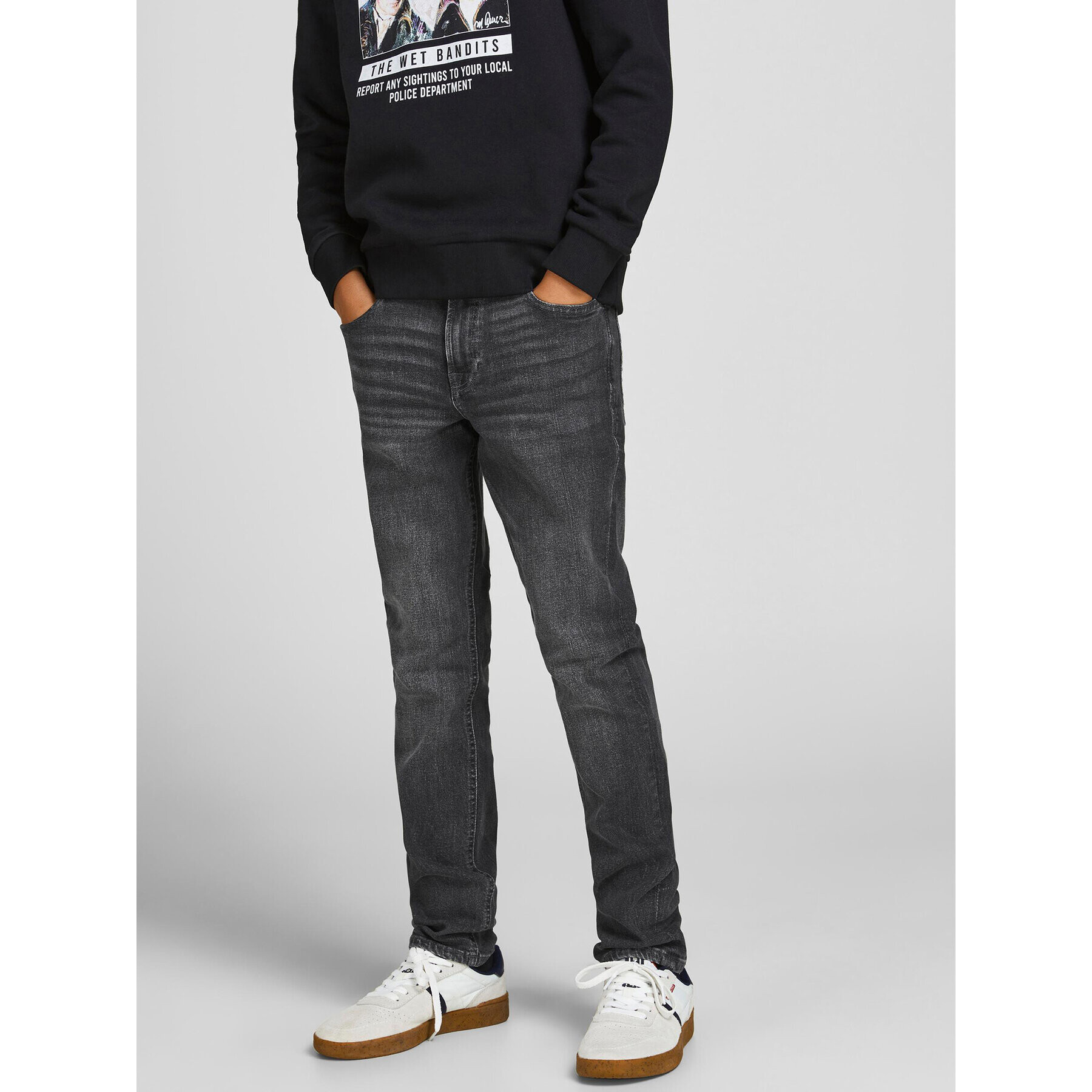 Jack&Jones Junior Jeans hlače Glenn Original 12194966 Siva Slim Fit - Pepit.si