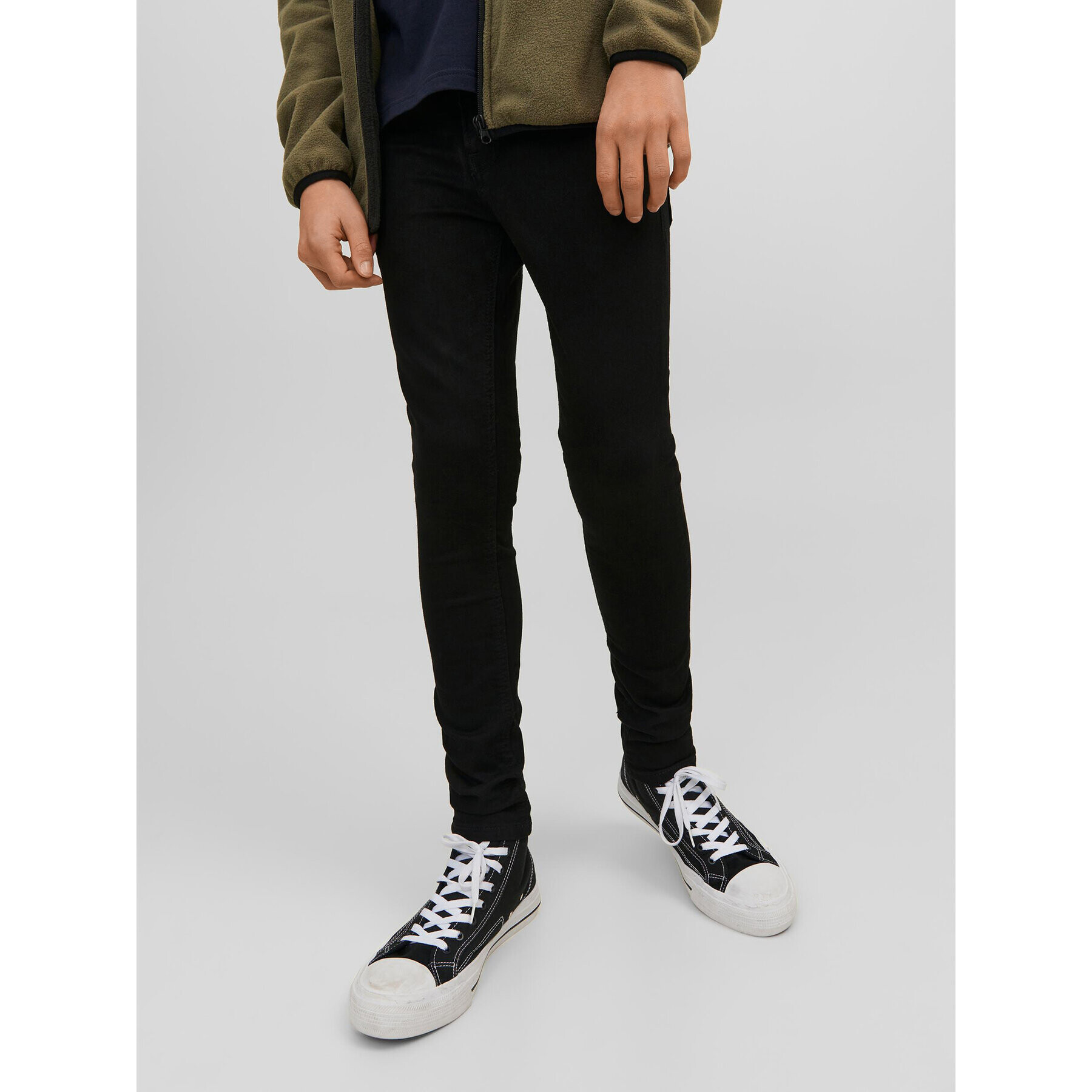 Jack&Jones Junior Jeans hlače Liam Original 12149934 Črna Skinny Fit - Pepit.si