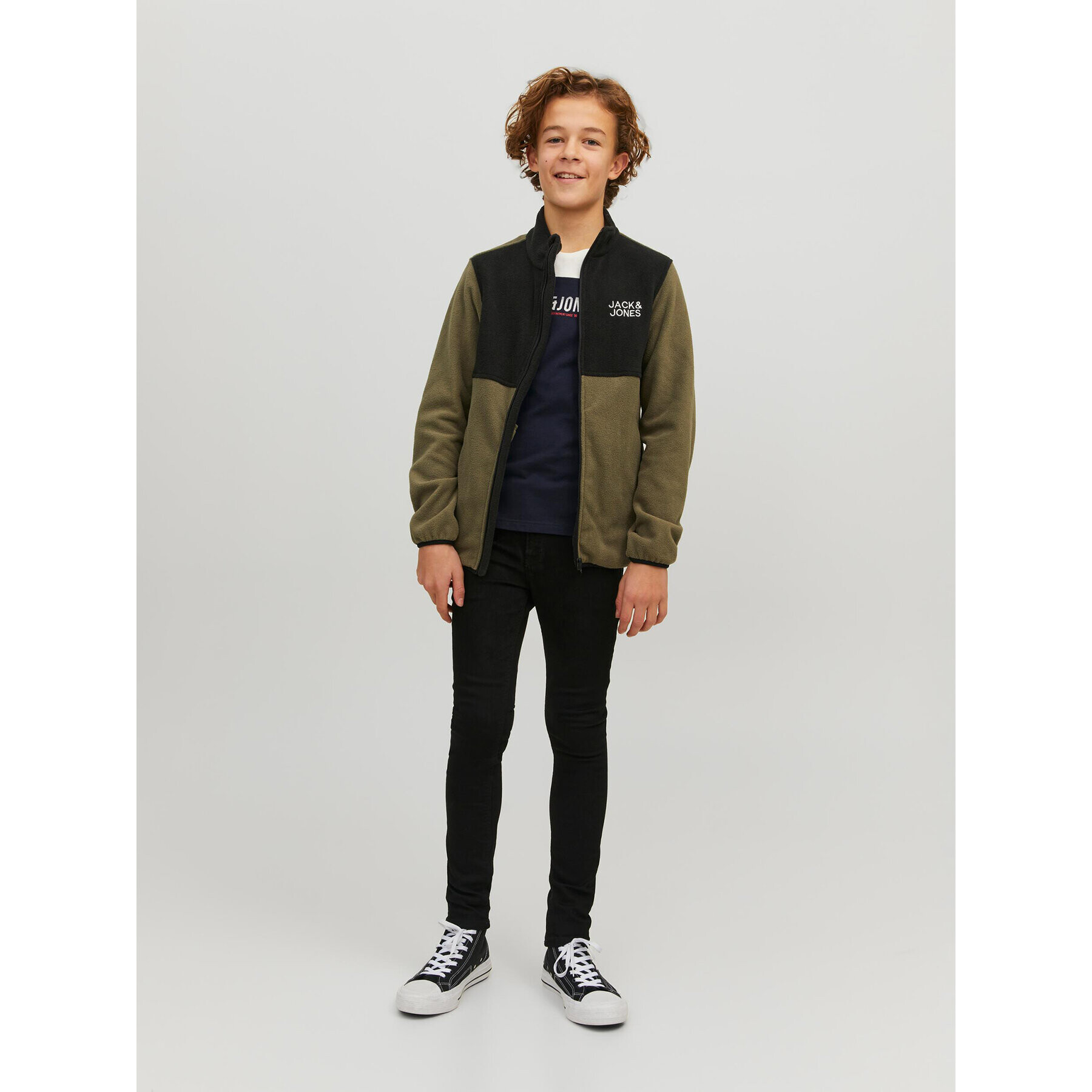 Jack&Jones Junior Jeans hlače Liam Original 12149934 Črna Skinny Fit - Pepit.si