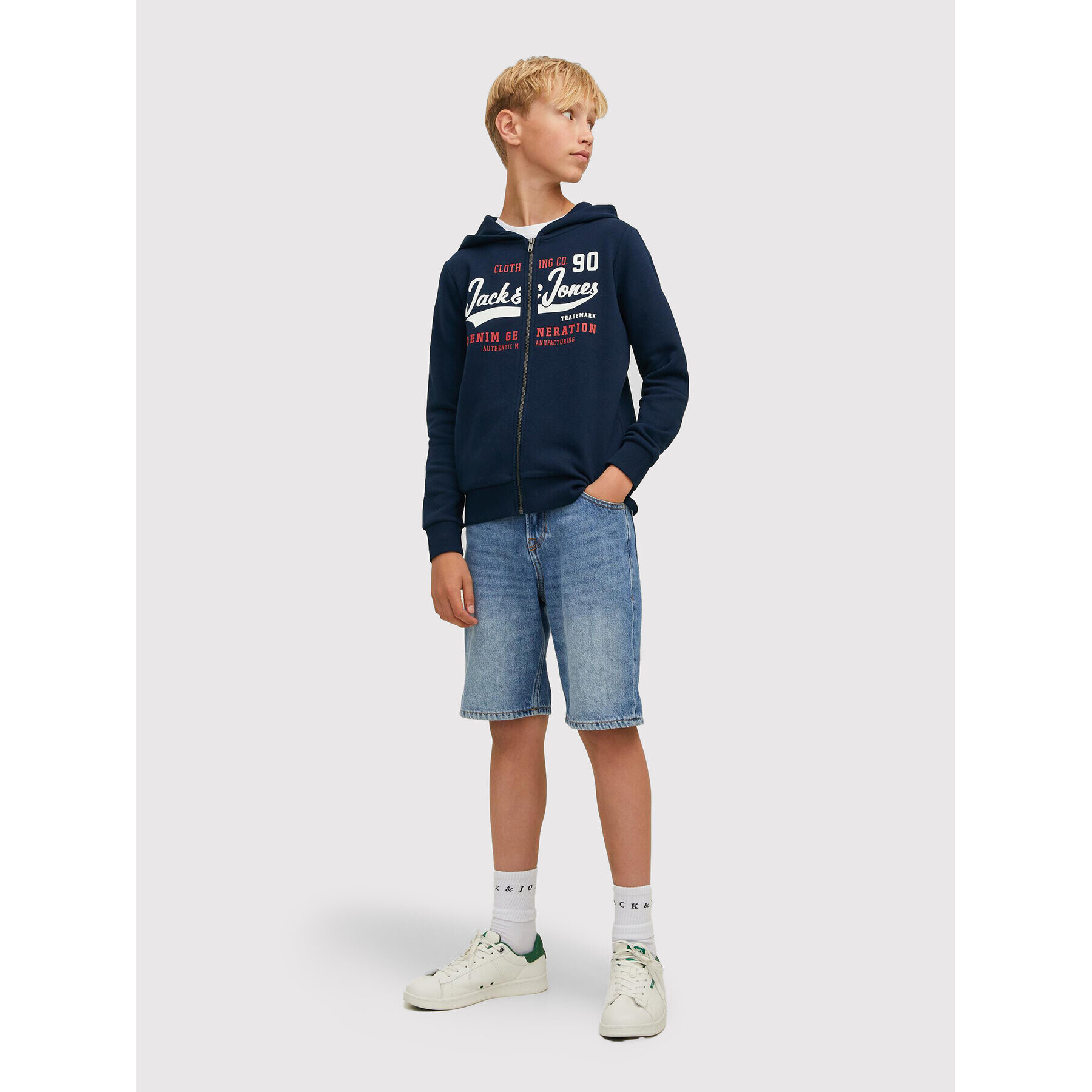 Jack&Jones Junior Jopa Logo 12218049 Mornarsko modra Regular Fit - Pepit.si