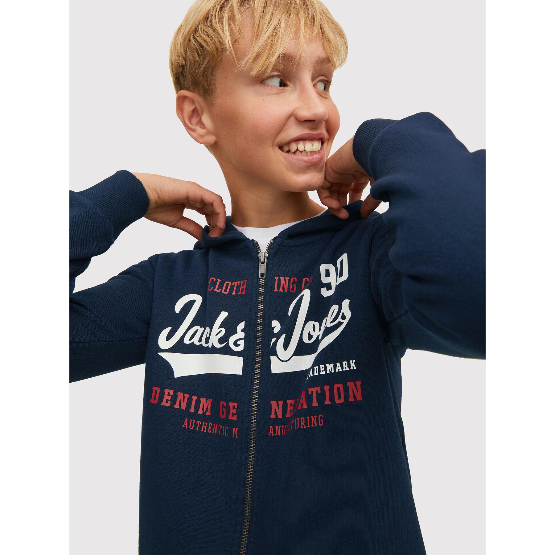 Jack&Jones Junior Jopa Logo 12218049 Mornarsko modra Regular Fit - Pepit.si