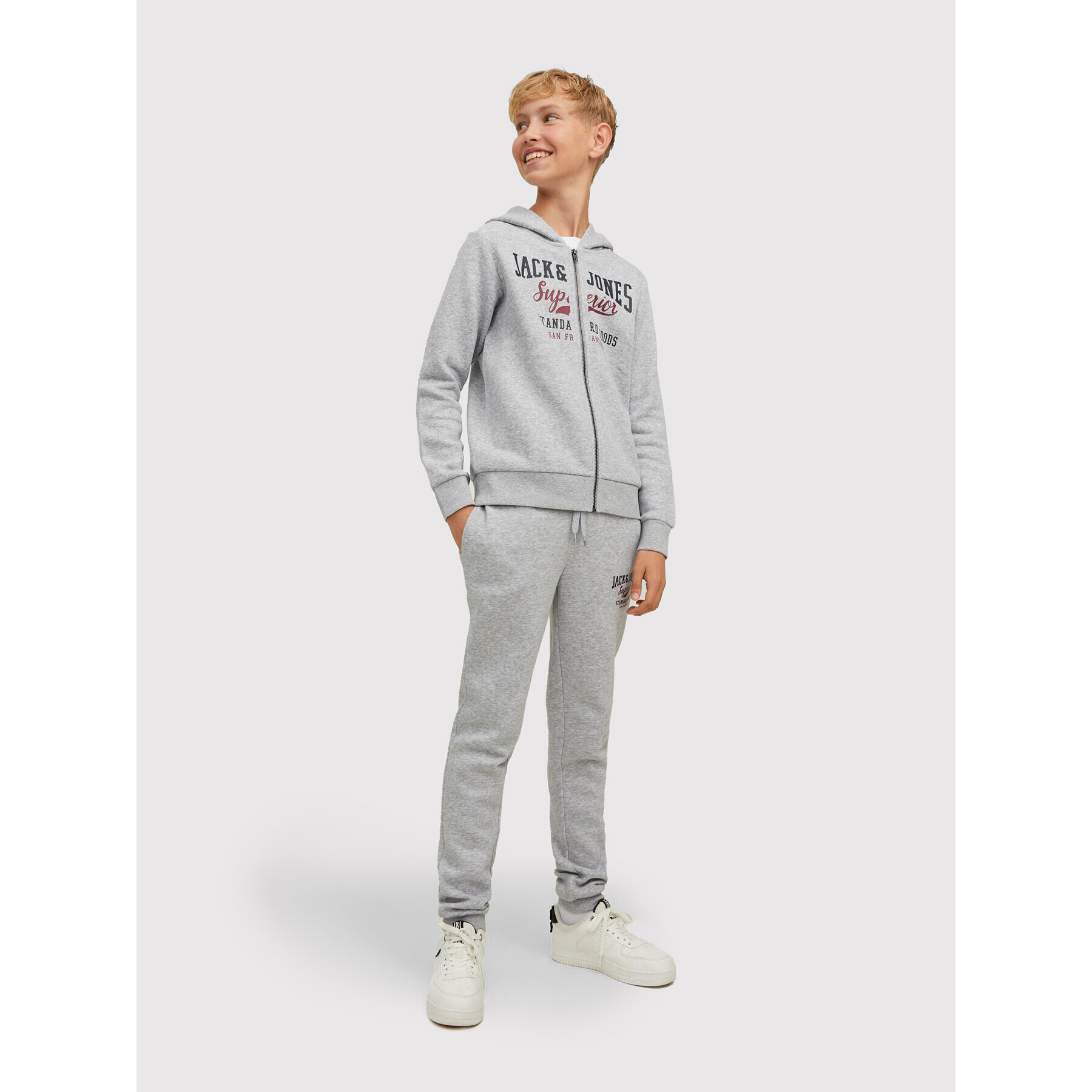 Jack&Jones Junior Jopa Logo 12218049 Siva Regular Fit - Pepit.si