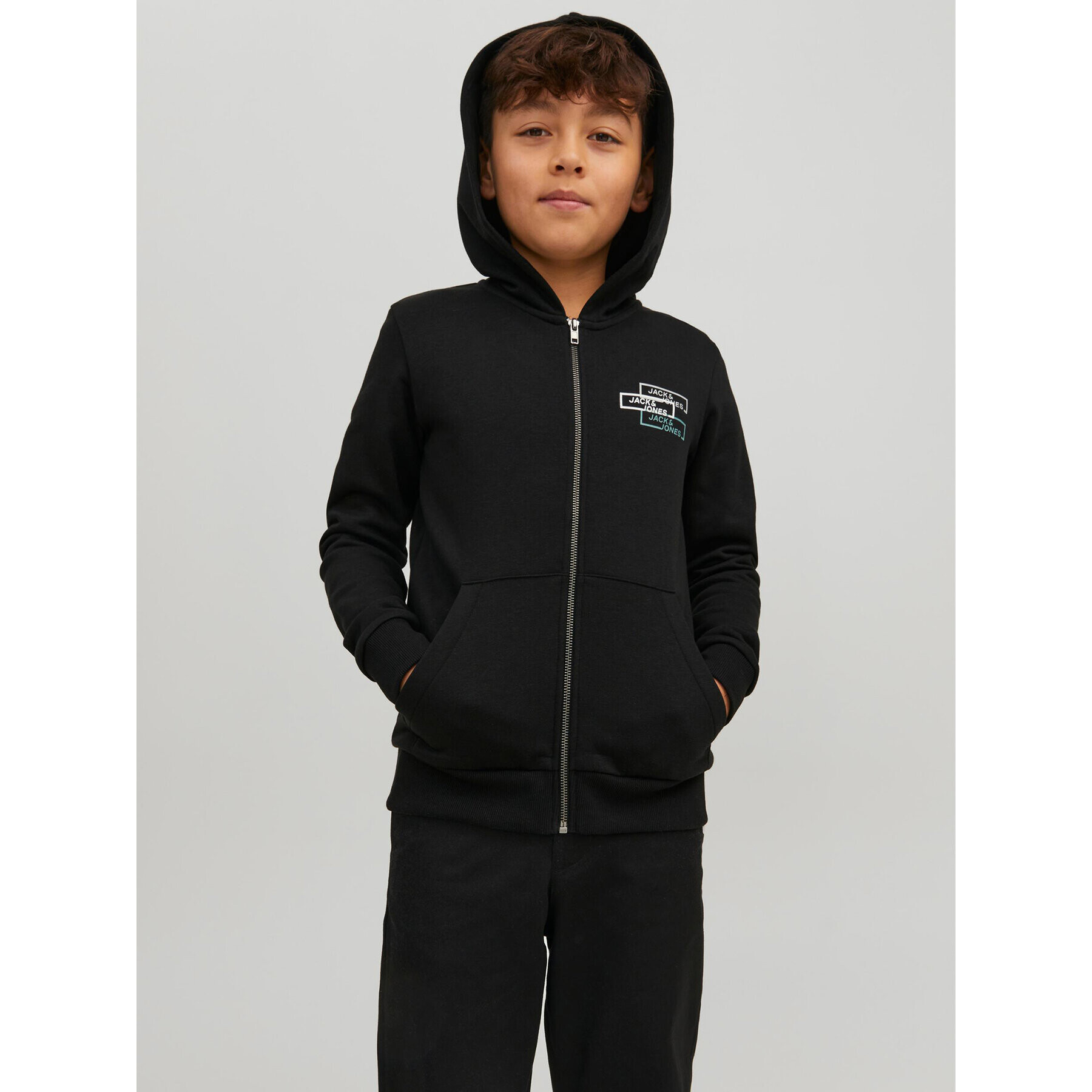 Jack&Jones Junior Jopa Space Logo 12221210 Črna Regular Fit - Pepit.si