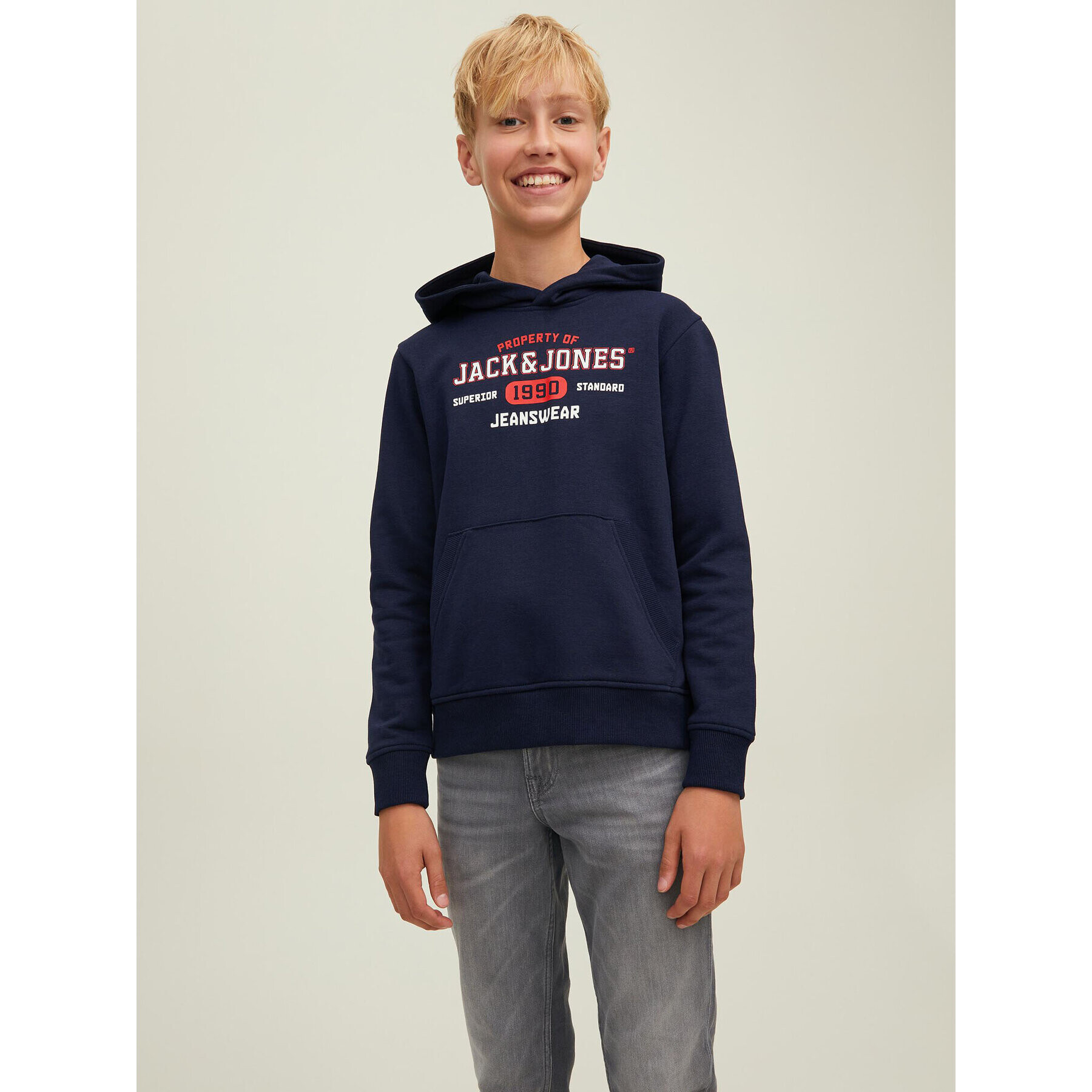 Jack&Jones Junior Jopa Stamp 12213297 Mornarsko modra Regular Fit - Pepit.si