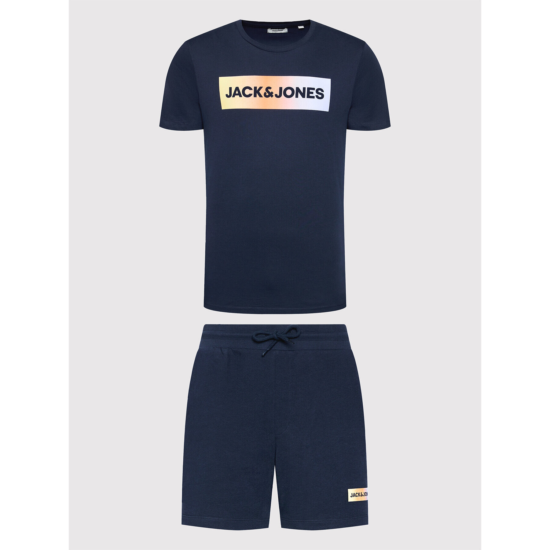 Jack&Jones Komplet majica in športne kratke hlače Brad 12192767 Mornarsko modra Regular Fit - Pepit.si