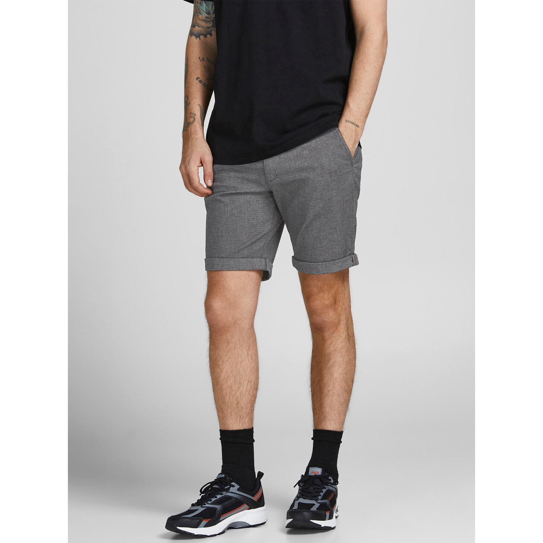 Jack&Jones Kratke hlače iz tkanine Fury 12206889 Siva Regular Fit - Pepit.si