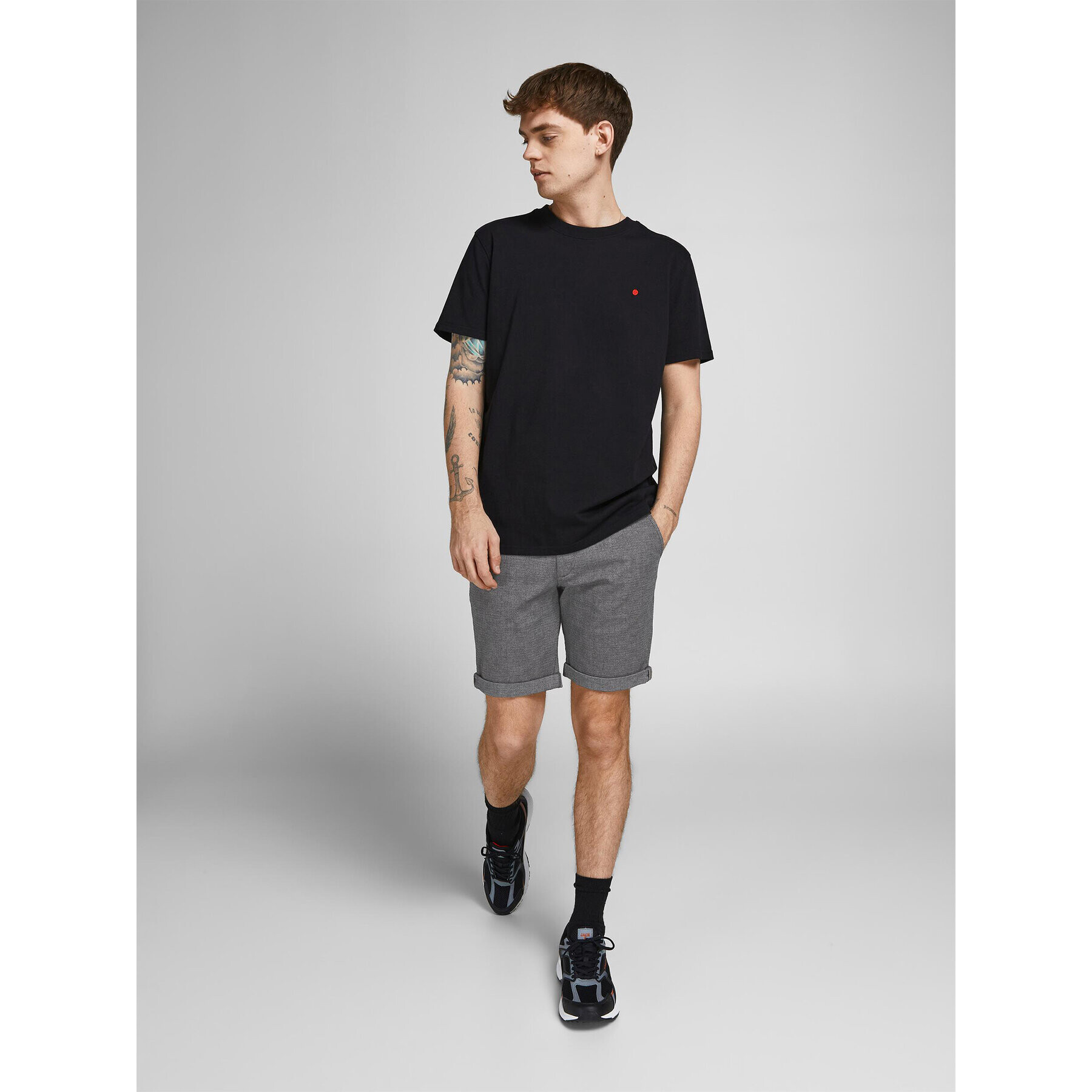 Jack&Jones Kratke hlače iz tkanine Fury 12206889 Siva Regular Fit - Pepit.si