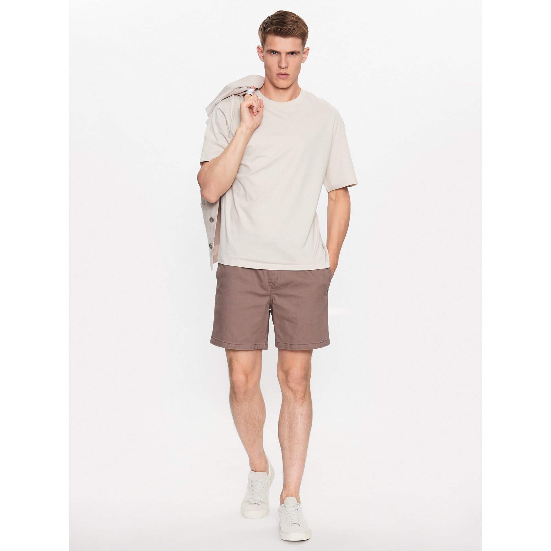 Jack&Jones Kratke hlače iz tkanine Jeff 12187488 Rjava Regular Fit - Pepit.si