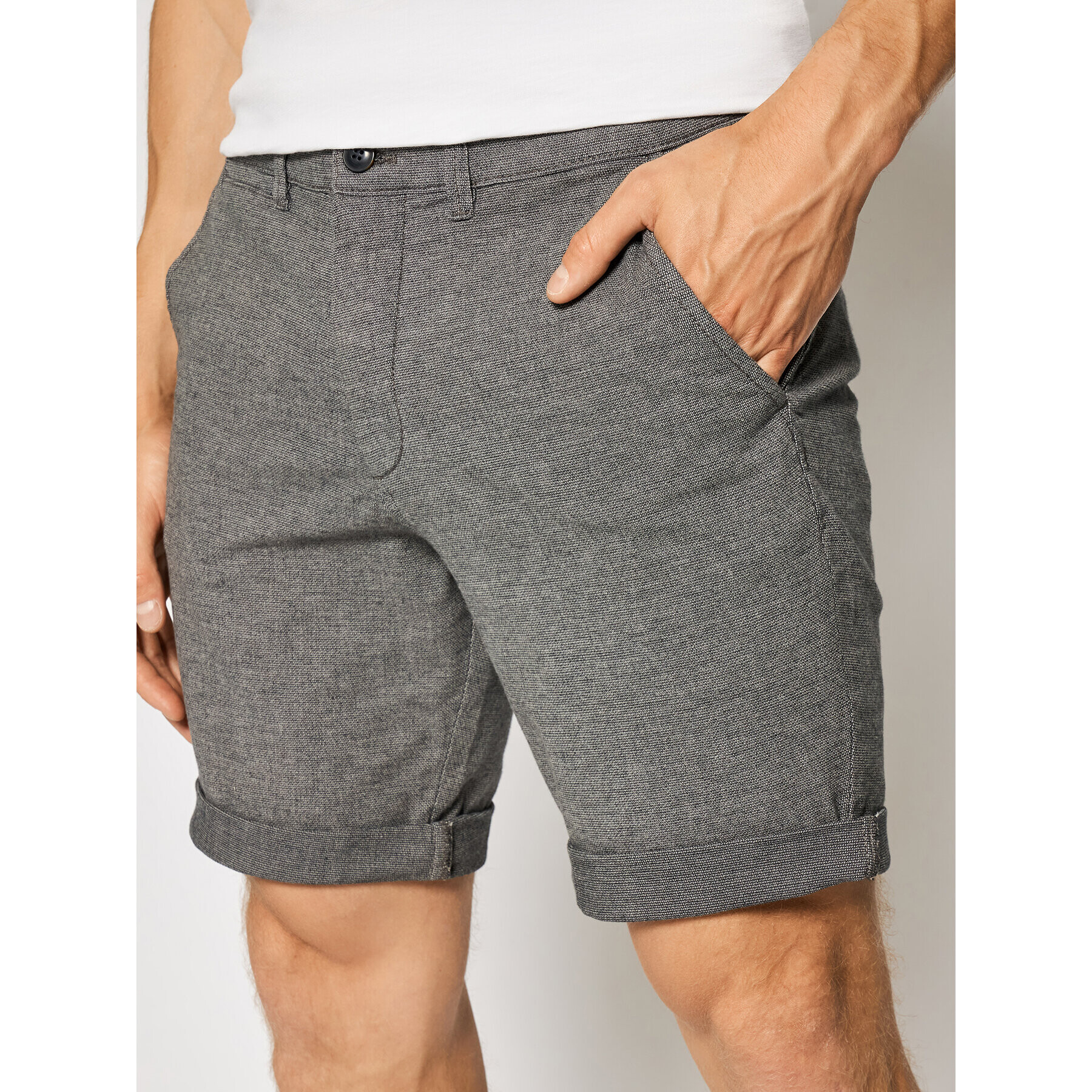 Jack&Jones Kratke hlače iz tkanine Kenso 12183665 Siva Regular Fit - Pepit.si