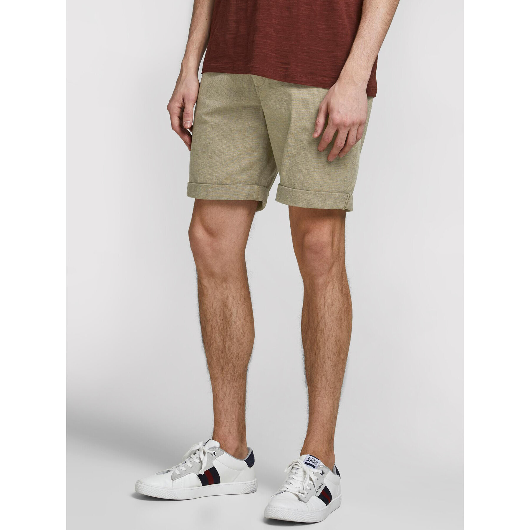 Jack&Jones Kratke hlače iz tkanine Kenso 12183665 Zelena Regular Fit - Pepit.si