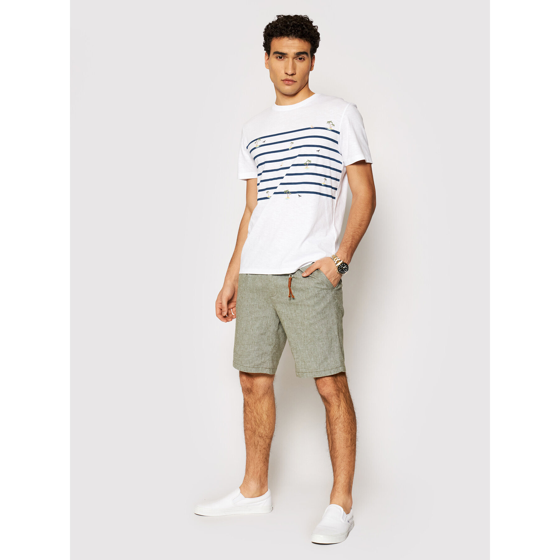 Jack&Jones Kratke hlače iz tkanine Milton 12188357 Zelena Regular Fit - Pepit.si