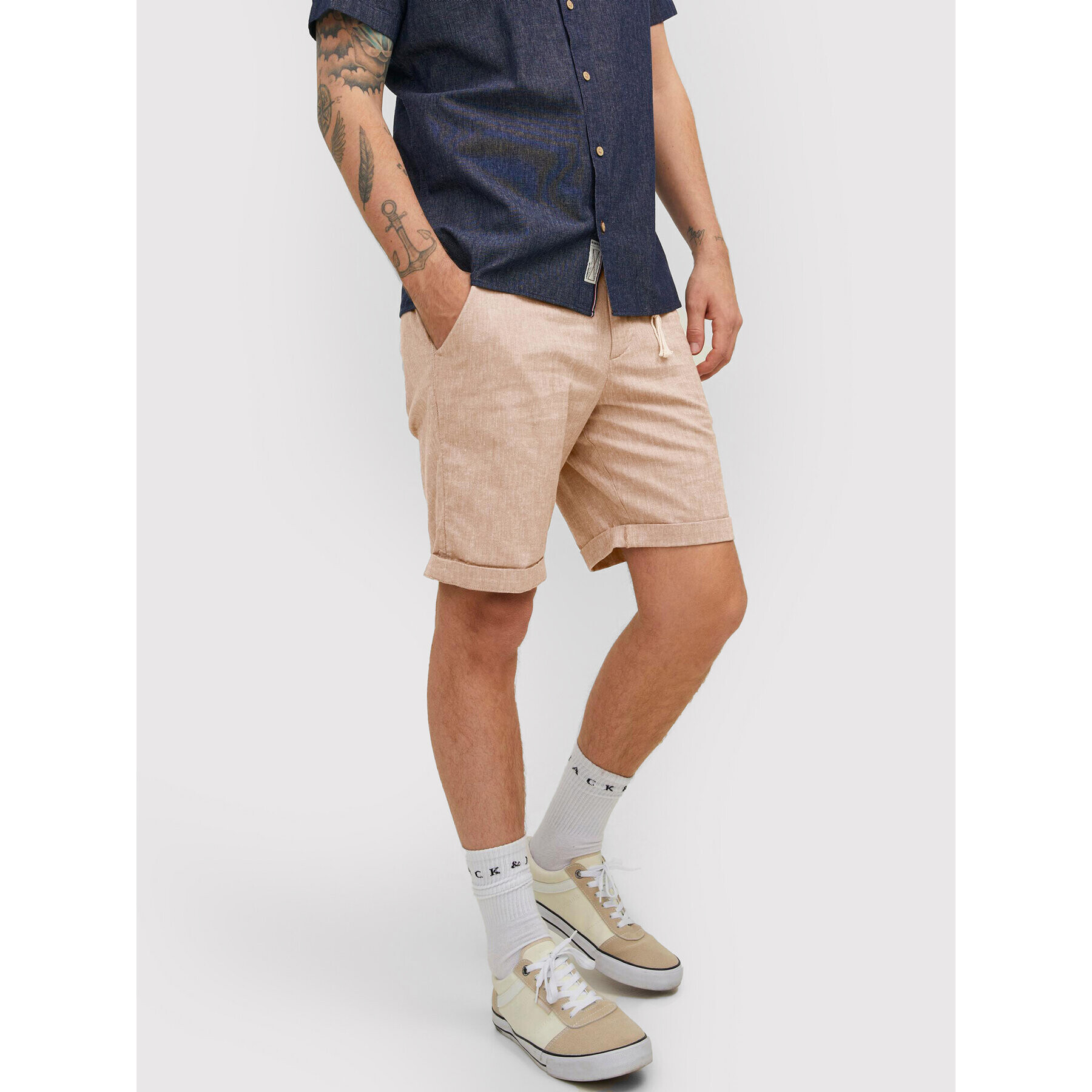 Jack&Jones Kratke hlače iz tkanine Sky 12210139 Bež Regular Fit - Pepit.si