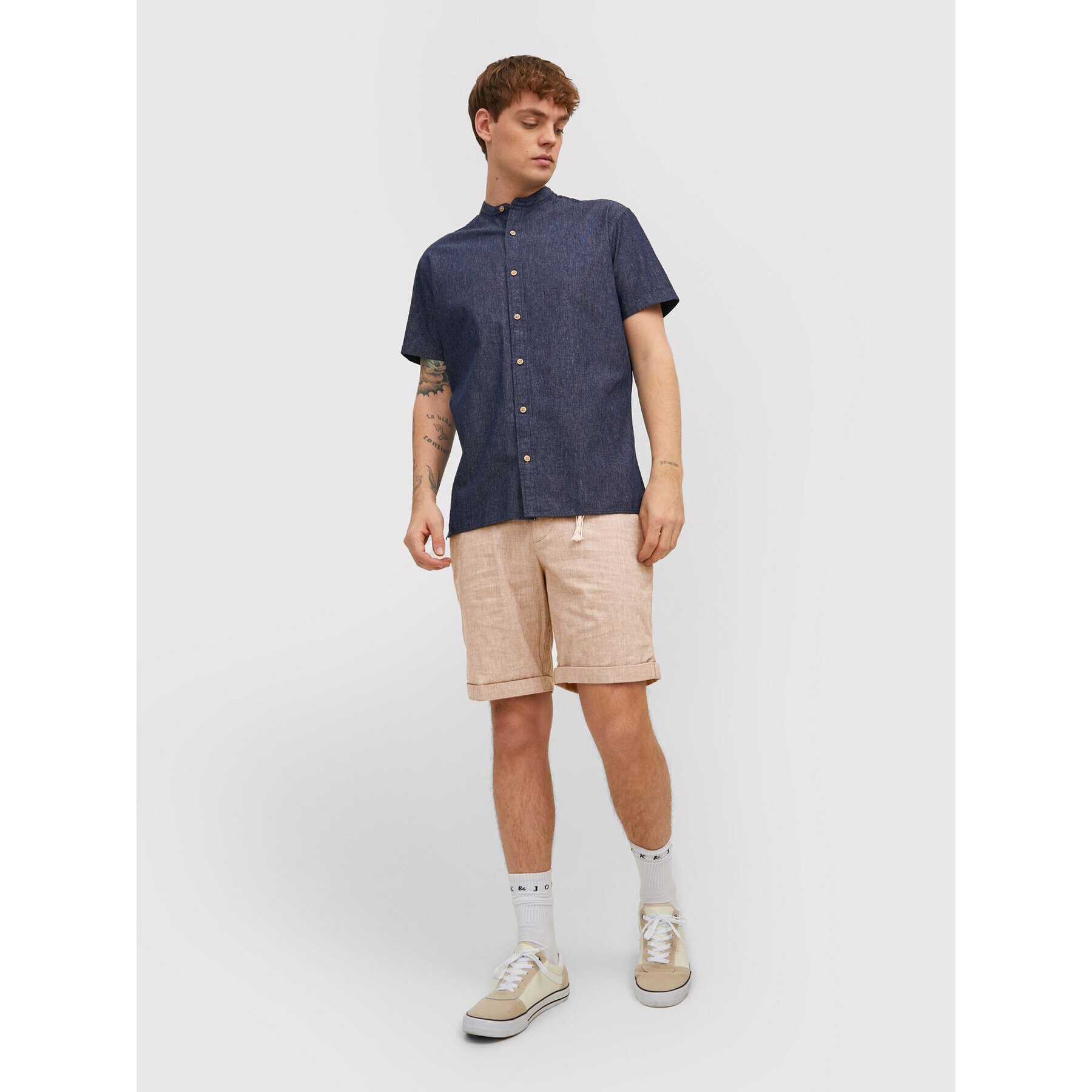 Jack&Jones Kratke hlače iz tkanine Sky 12210139 Bež Regular Fit - Pepit.si