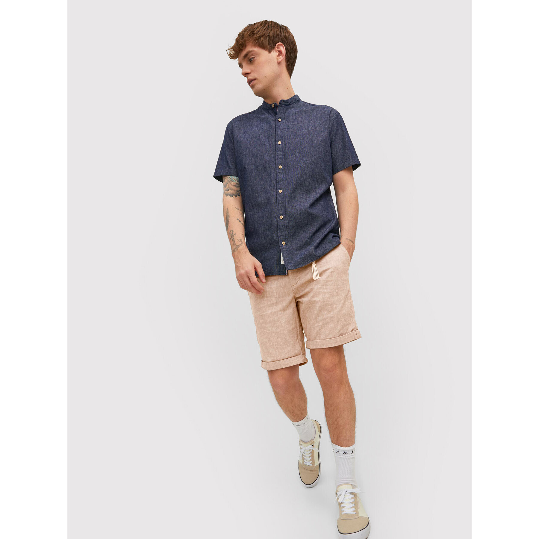 Jack&Jones Kratke hlače iz tkanine Sky 12210139 Bež Regular Fit - Pepit.si