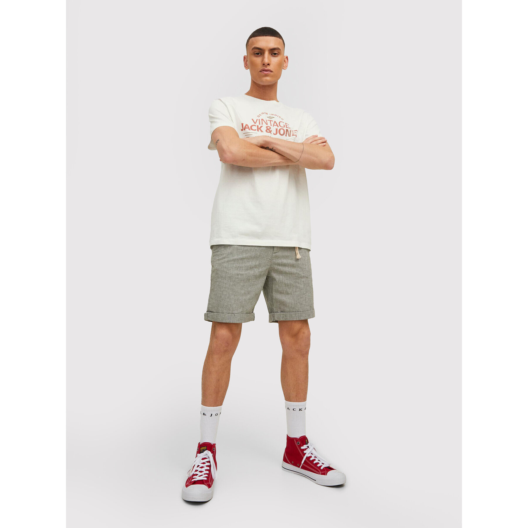 Jack&Jones Kratke hlače iz tkanine Sky 12210139 Zelena Regular Fit - Pepit.si