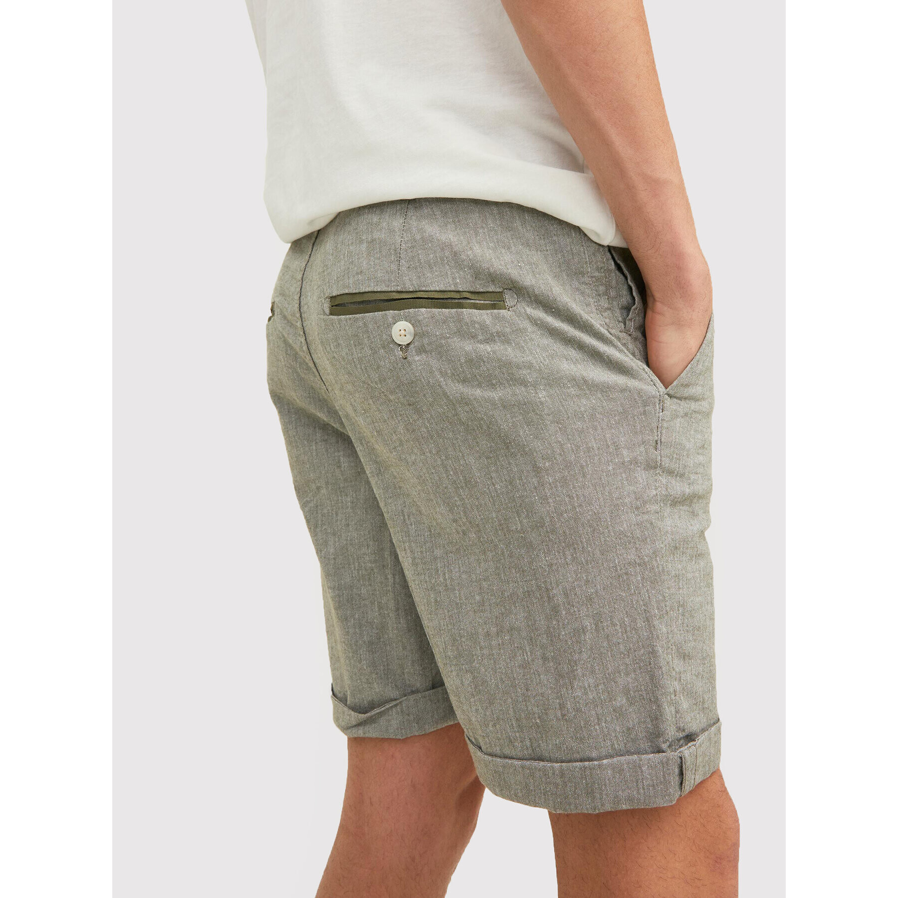 Jack&Jones Kratke hlače iz tkanine Sky 12210139 Zelena Regular Fit - Pepit.si