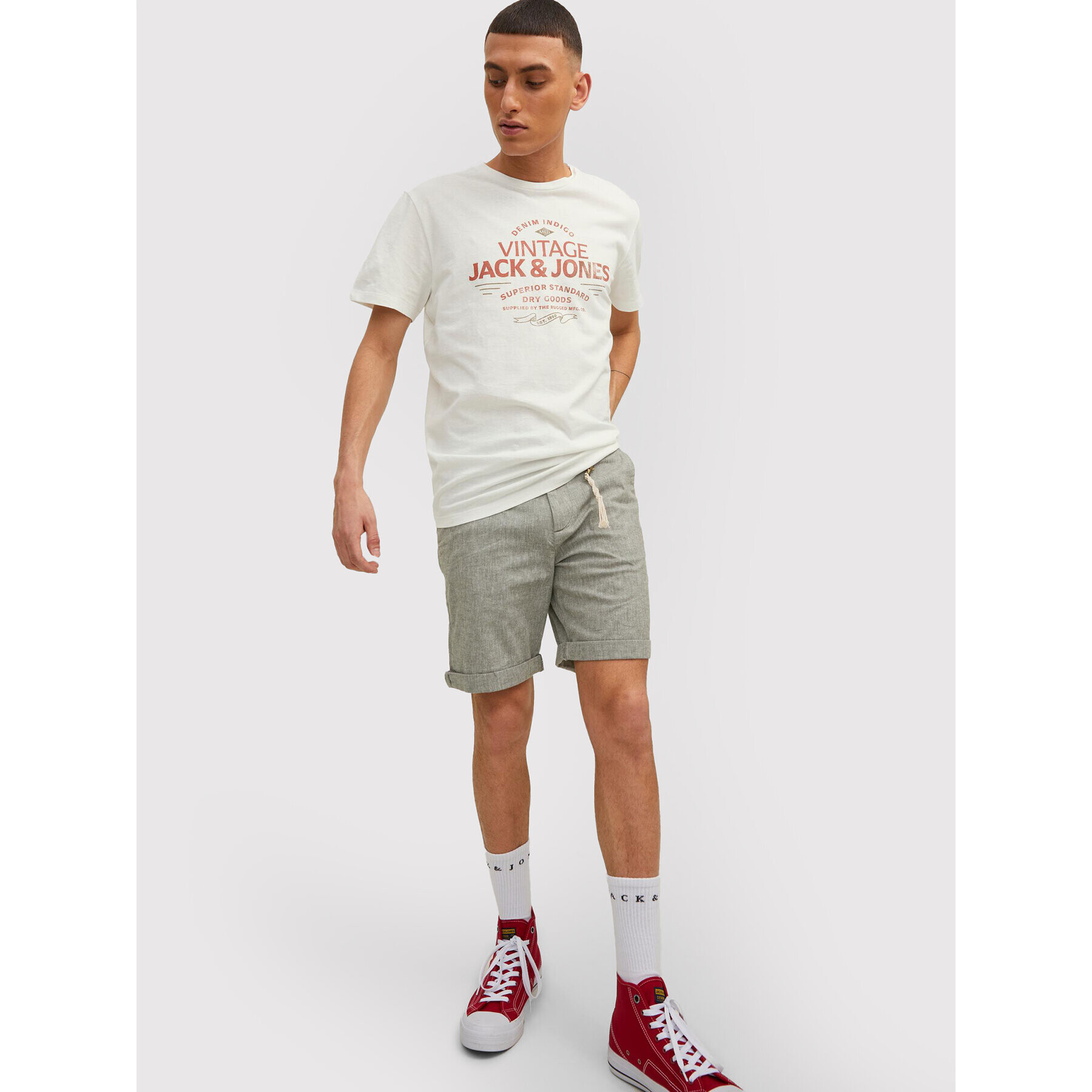 Jack&Jones Kratke hlače iz tkanine Sky 12210139 Zelena Regular Fit - Pepit.si