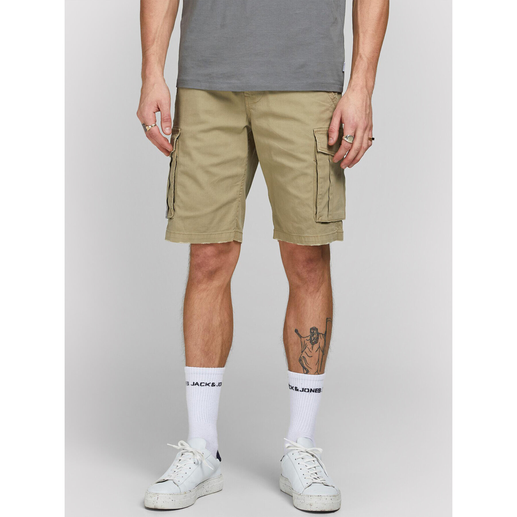 Jack&Jones Kratke hlače iz tkanine Zack 12184905 Bež Regular Fit - Pepit.si