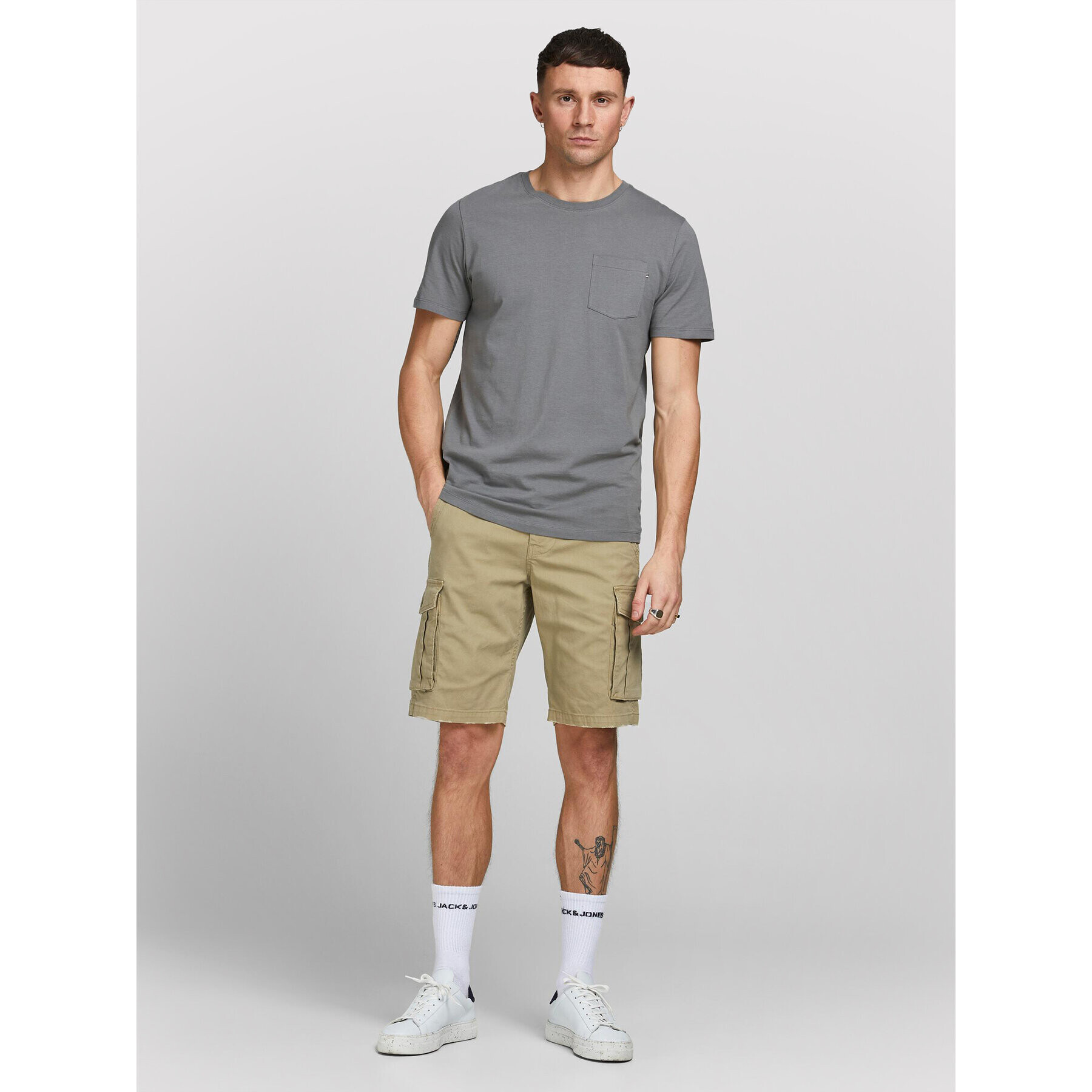 Jack&Jones Kratke hlače iz tkanine Zack 12184905 Bež Regular Fit - Pepit.si