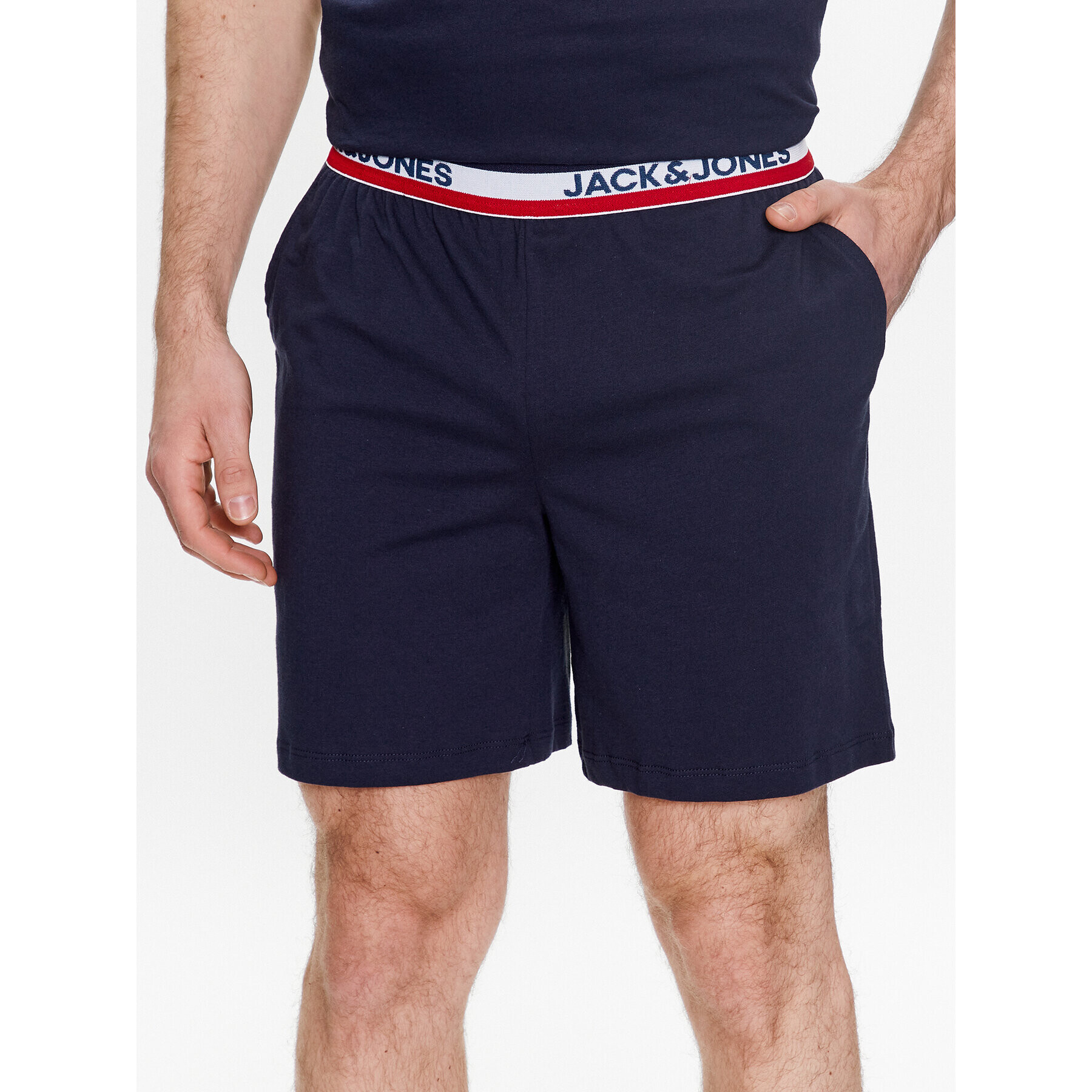 Jack&Jones Kratke hlače pižama Tape 12230637 Mornarsko modra Regular Fit - Pepit.si