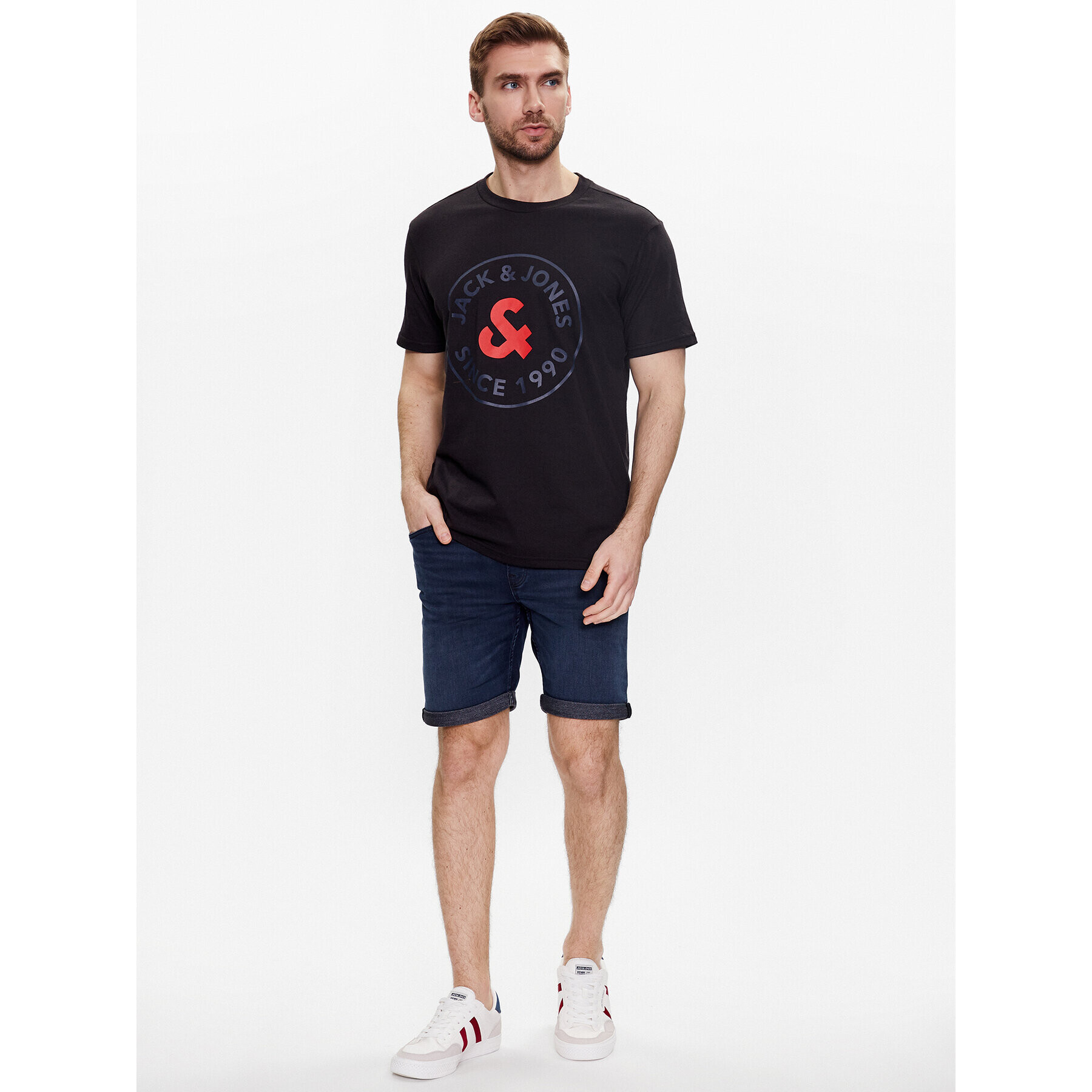 Jack&Jones Majica Aaron 12224910 Črna Standard Fit - Pepit.si