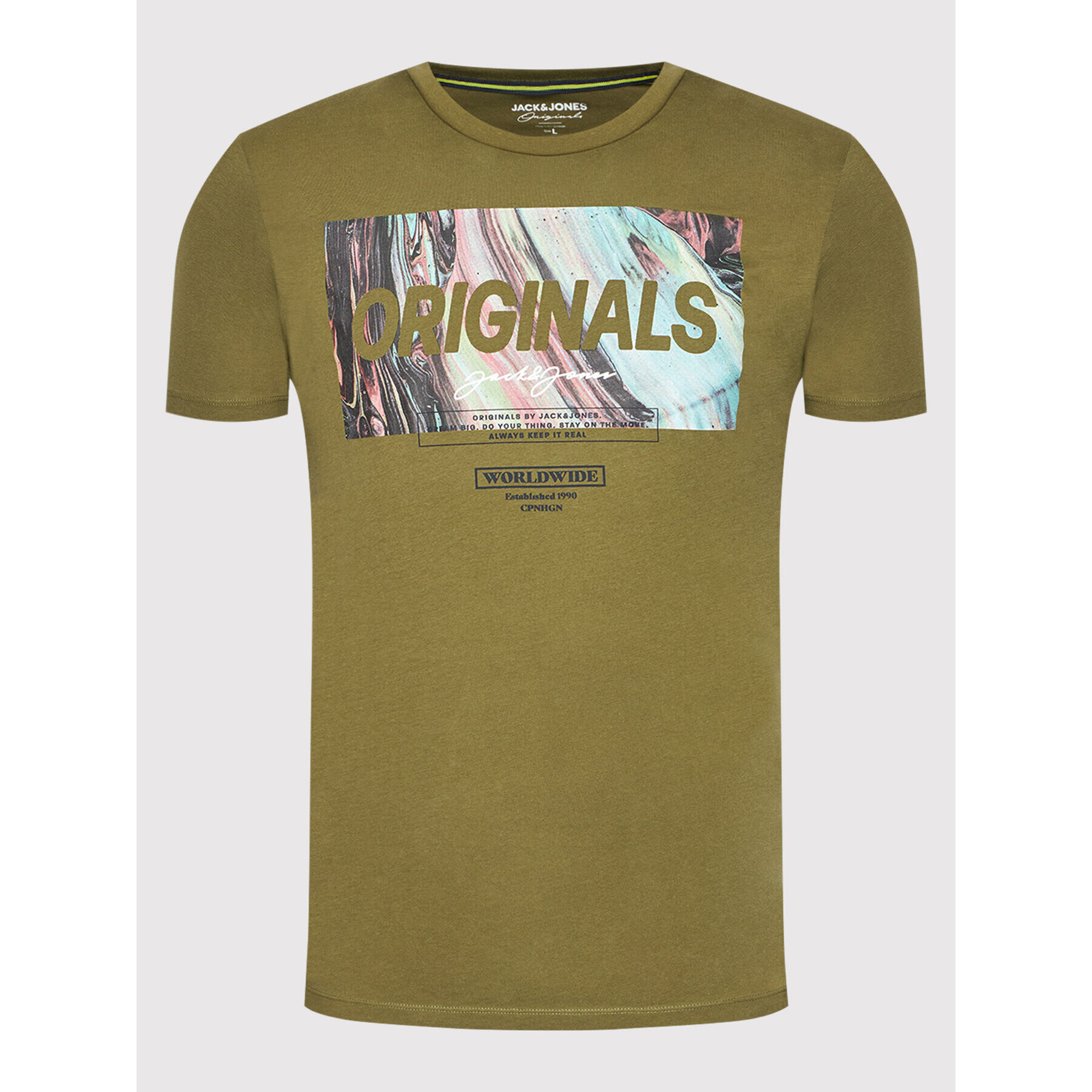 Jack&Jones Majica Swirl 12193665 Zelena Regular Fit - Pepit.si