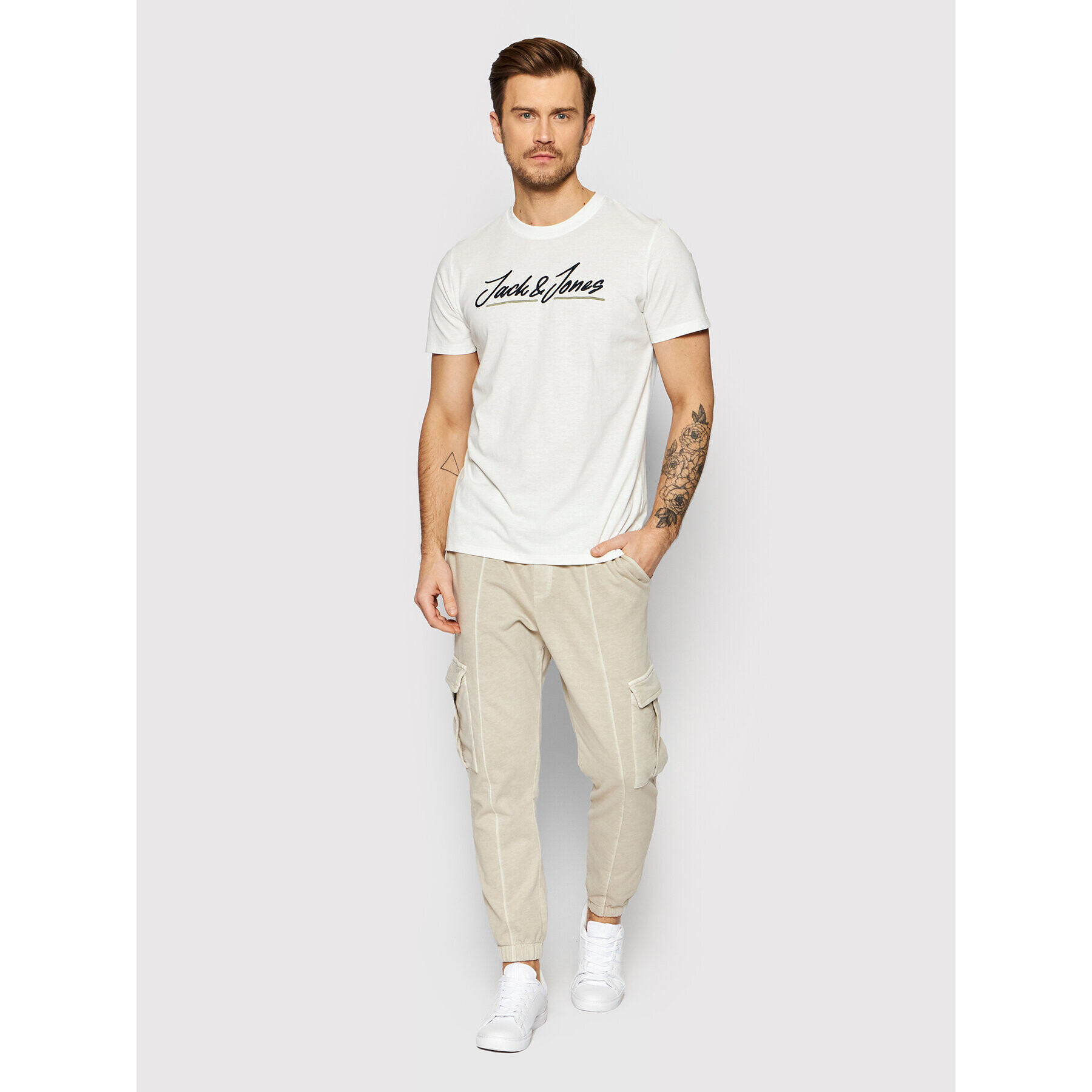 Jack&Jones Majica Tons 12205107 Bela Regular Fit - Pepit.si