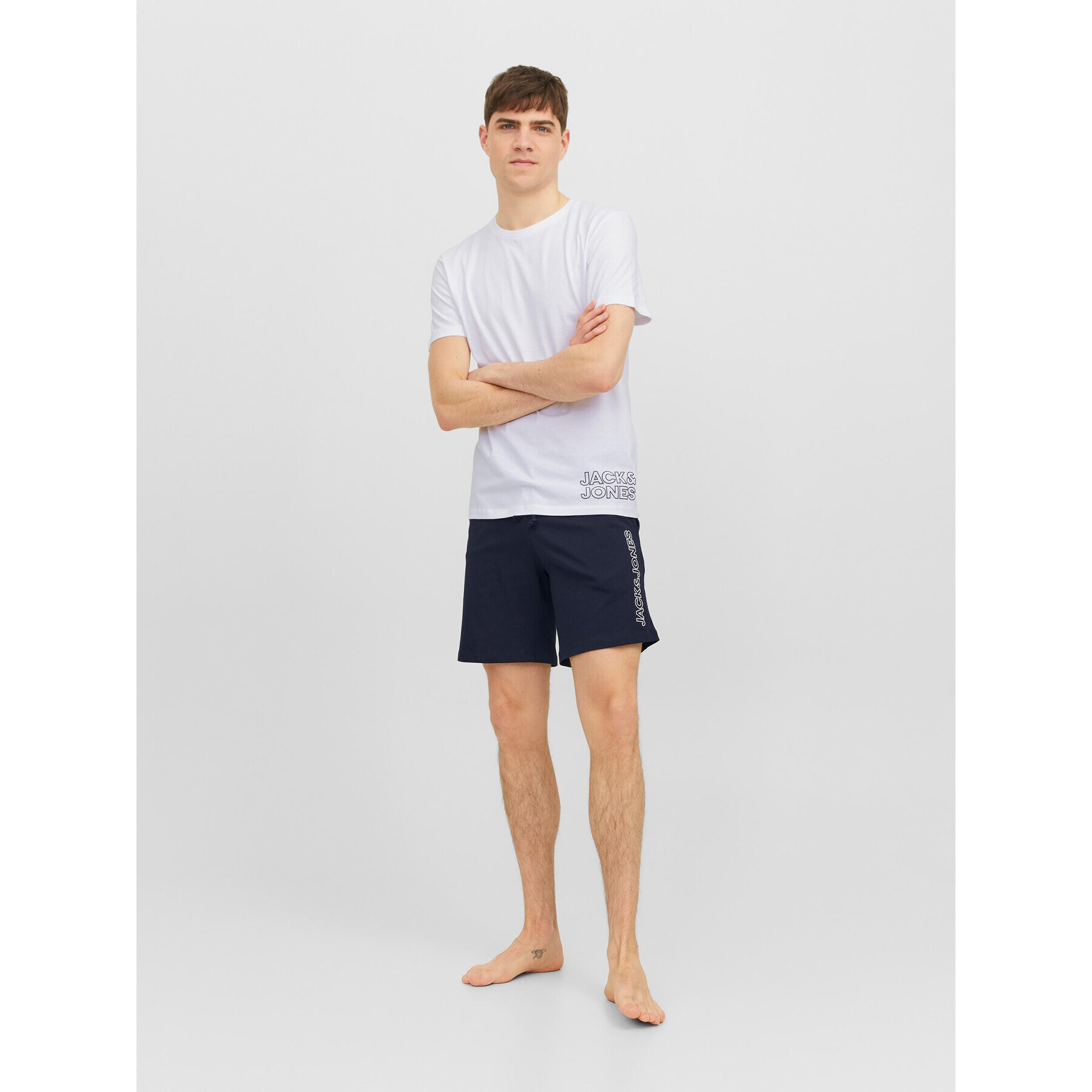 Jack&Jones Pižama 12245905 Bela Standard Fit - Pepit.si