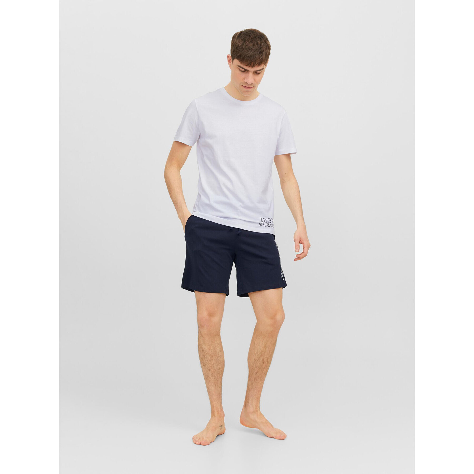 Jack&Jones Pižama 12245905 Bela Standard Fit - Pepit.si