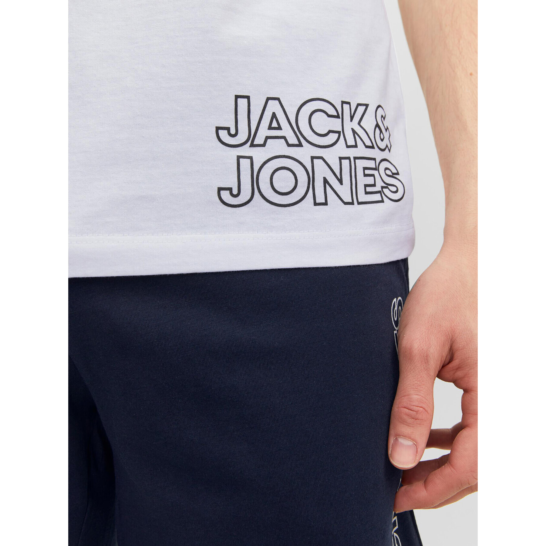 Jack&Jones Pižama 12245905 Bela Standard Fit - Pepit.si