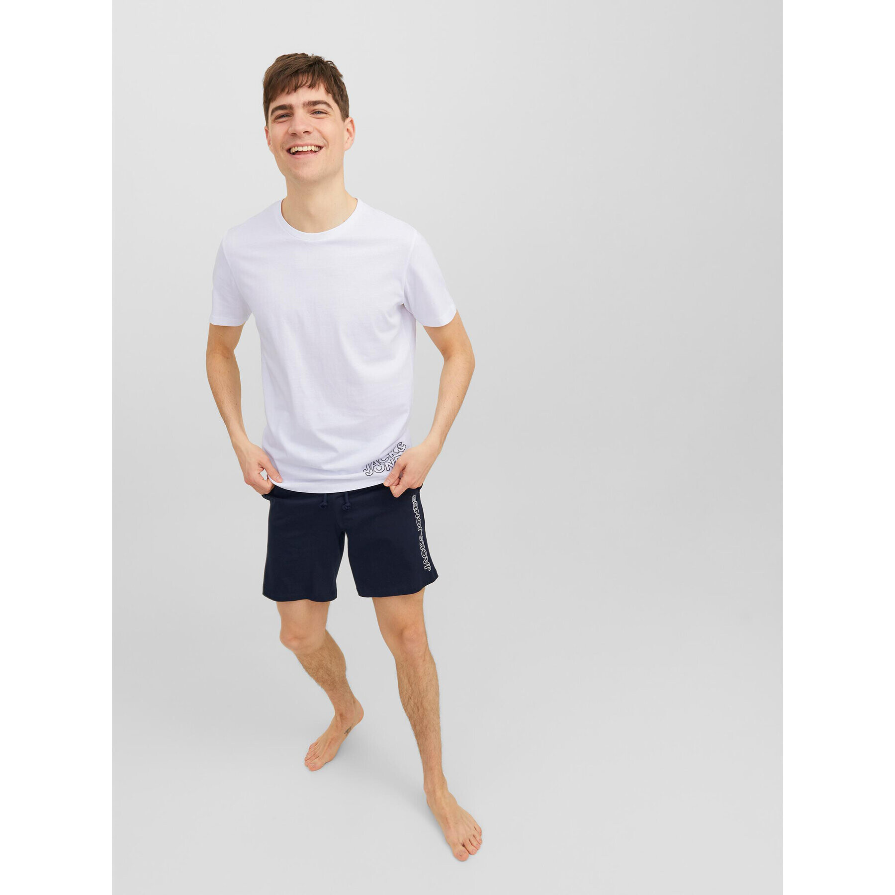 Jack&Jones Pižama 12245905 Bela Standard Fit - Pepit.si