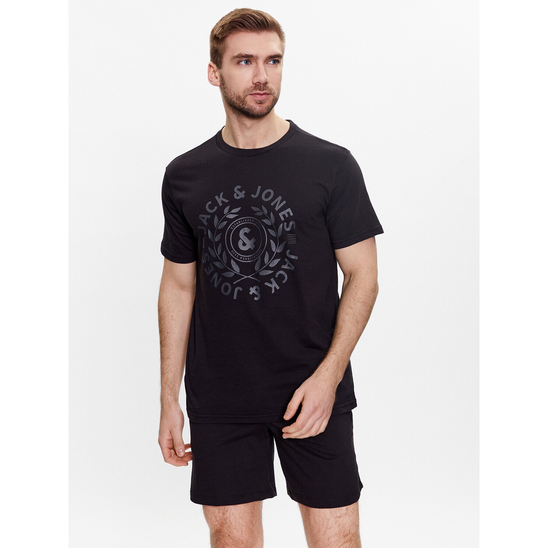 Jack&Jones Pižama James 12240181 Črna Standard Fit - Pepit.si